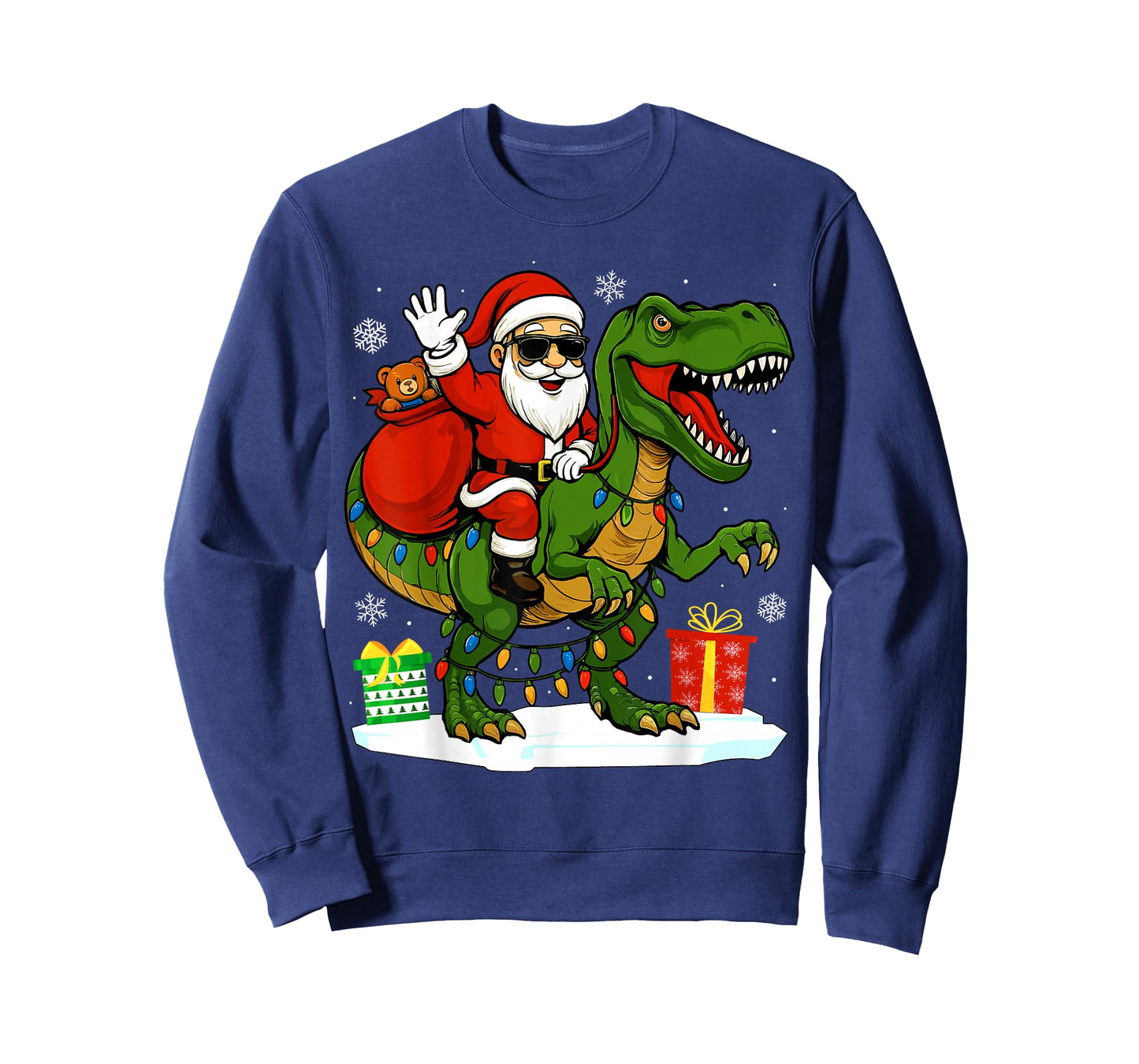 Funny Santa Riding Dinosaur T rex Christmas Santa Dinosaur T-Shirt