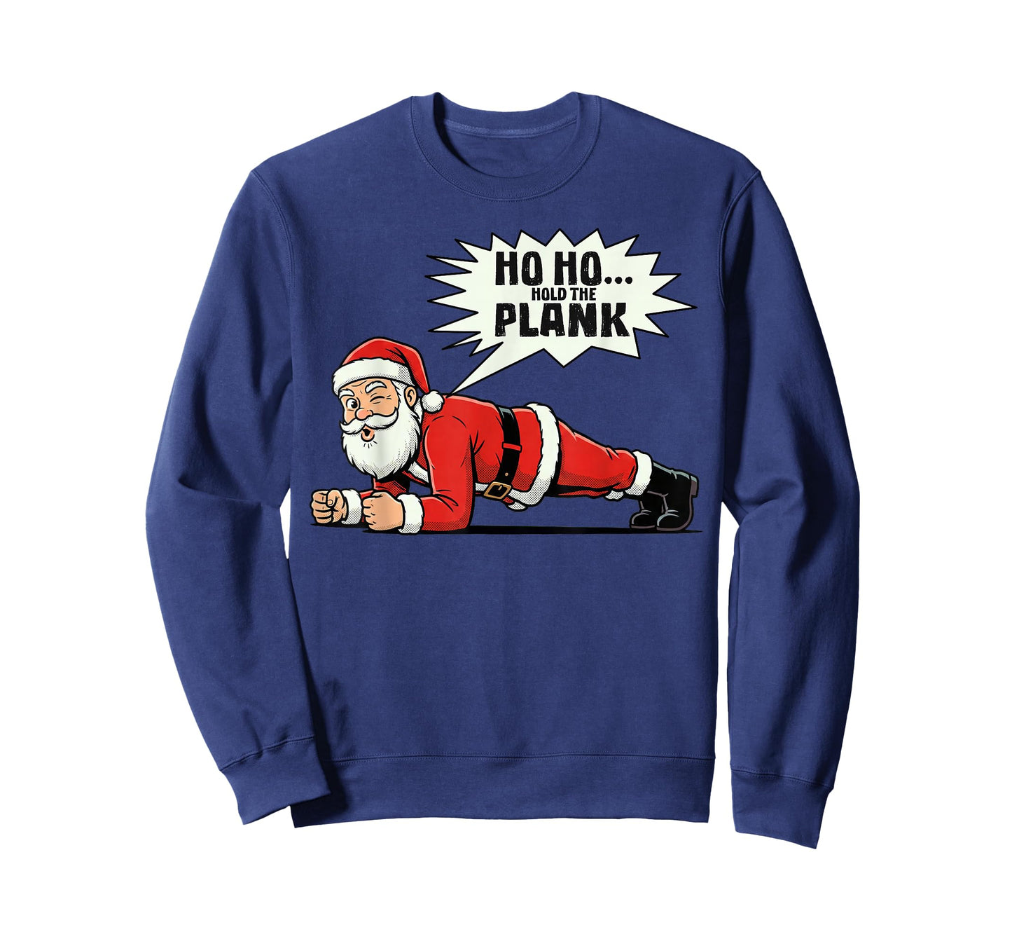 Ho Ho Hold The Plank Christmas Santa Workout Funny Gym Retro T-Shirt
