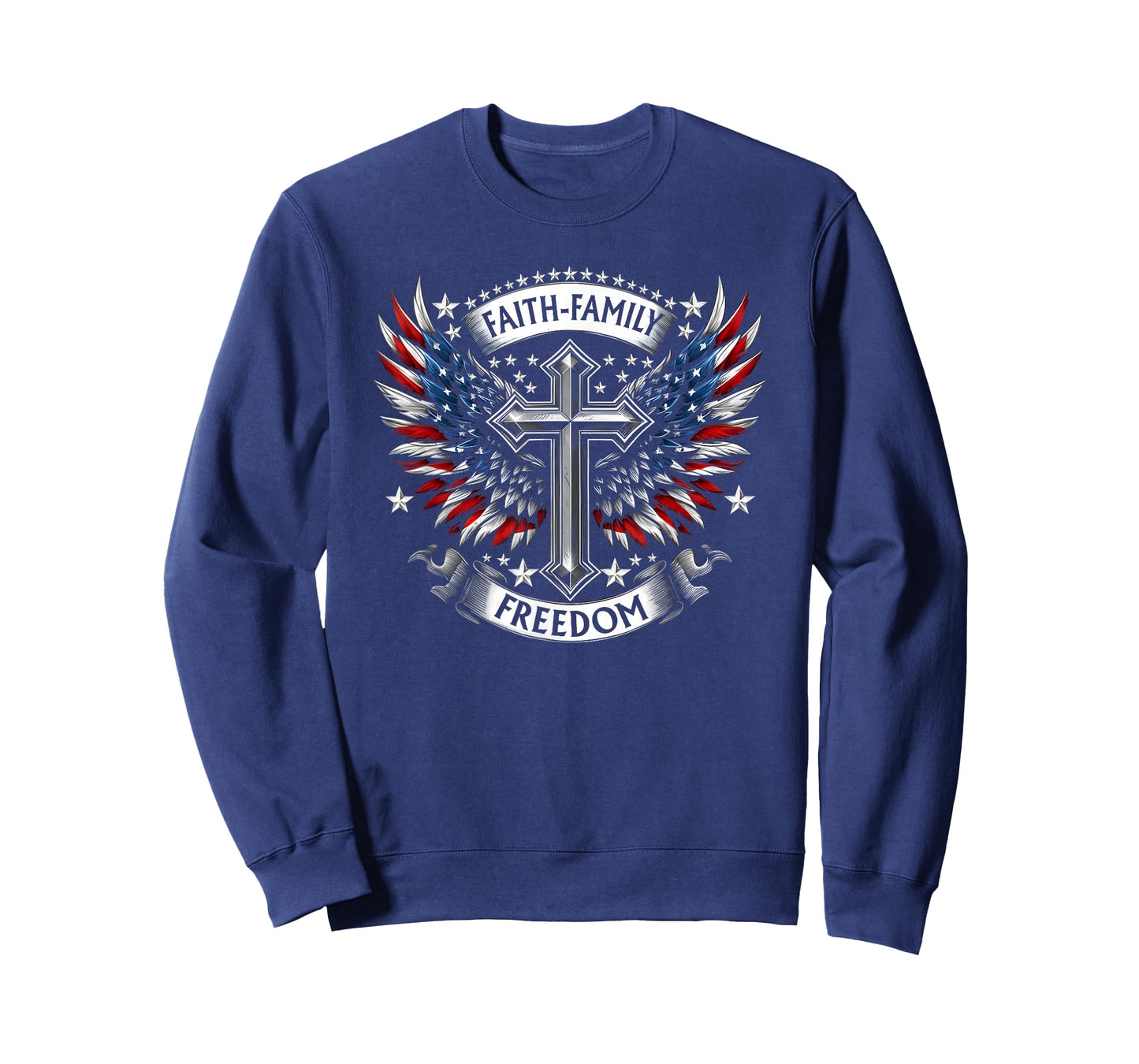Vintage USA Flag Faith Family Freedom Patriotic Christian T-Shirt