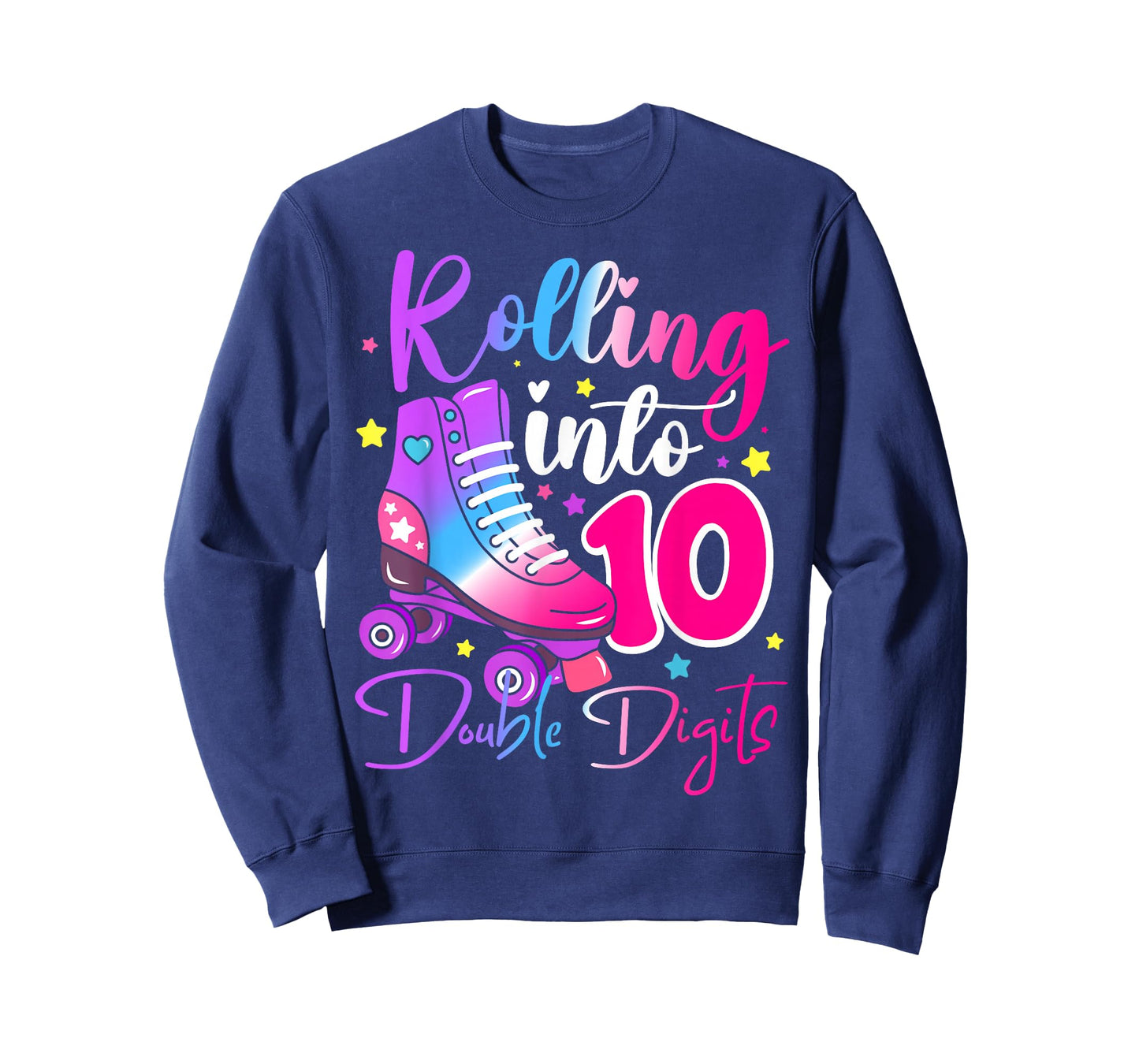 10 Years Old Birthday Girl Rolling Into 10th Double Digits T-Shirt