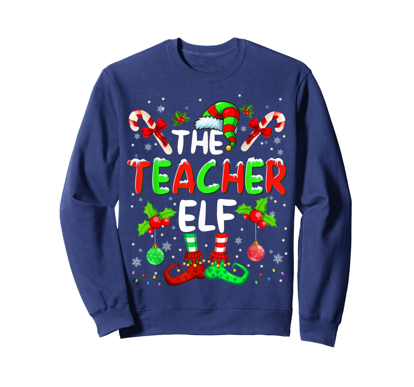 The Teacher Elf Costume Pajamas Pjs Christmas Xmas Men Boy T-Shirt