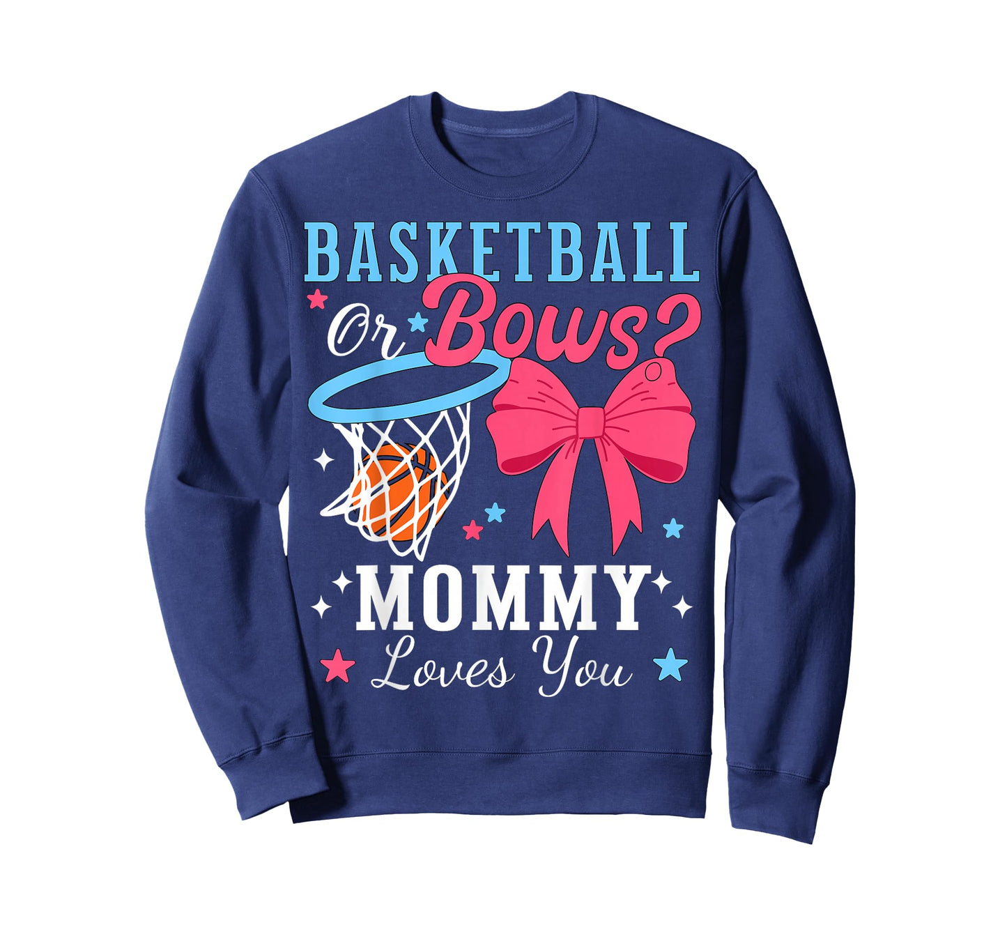 Basketball Or Bows Mommy Loves You Gender Reveal Party T-Shirt