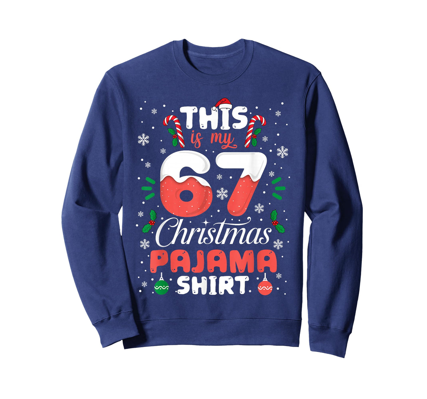Funny 67 Christmas Pajamas Shirt Six Seven Meme Brainrot T-Shirt