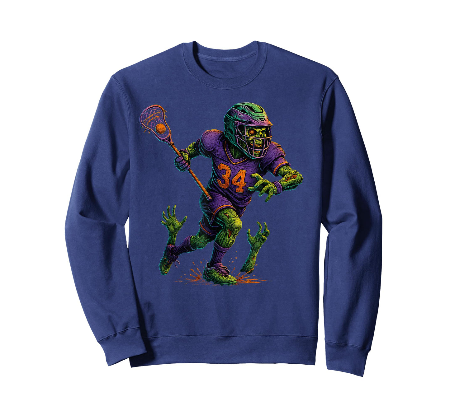 Zombie Halloween Lacrosse Player Design T-Shirt