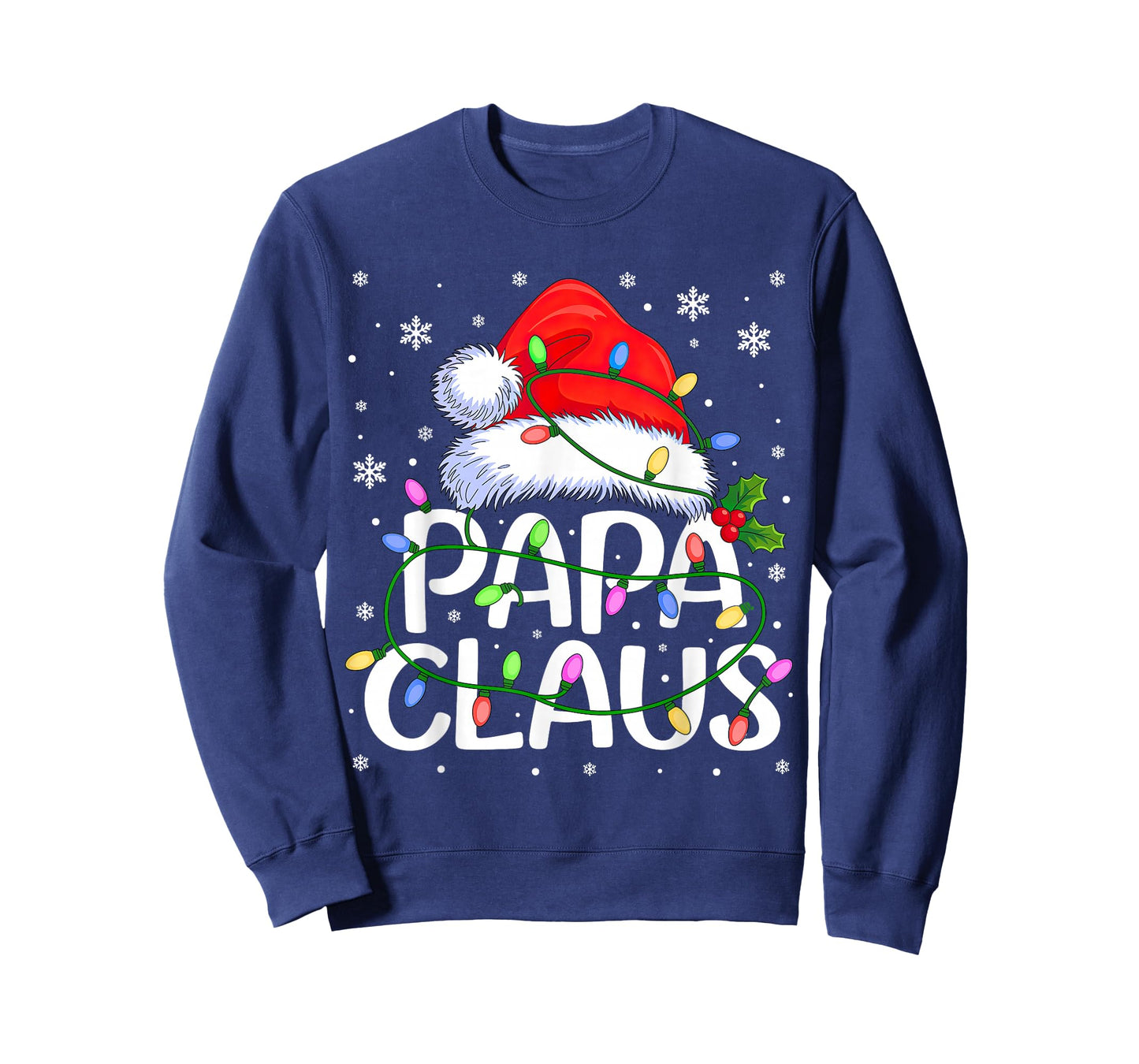 Mens Papa Claus Christmas Lights T-Shirt