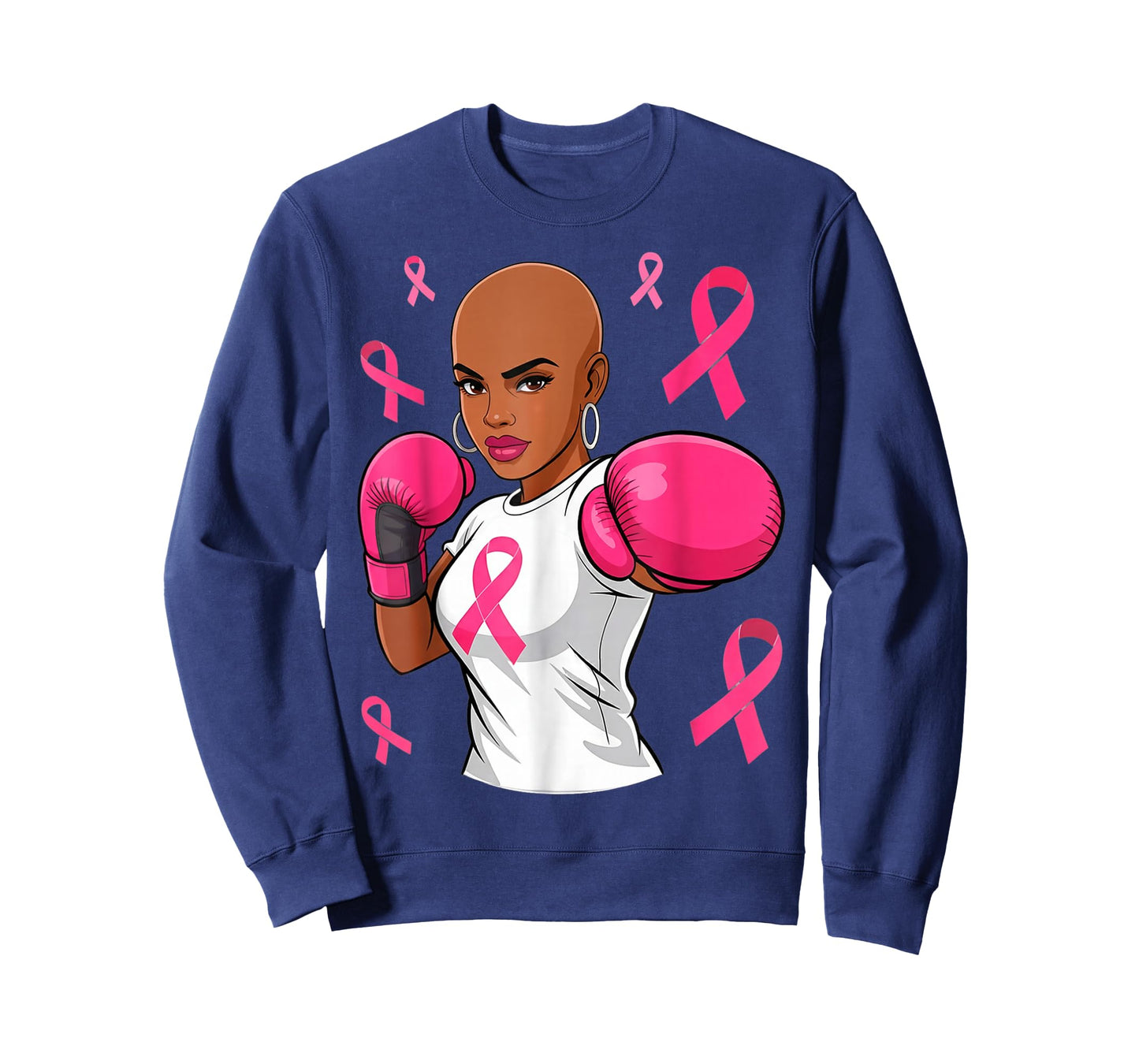 Women Black African American Breast Cancer Afro Pink Ribbon T-Shirt