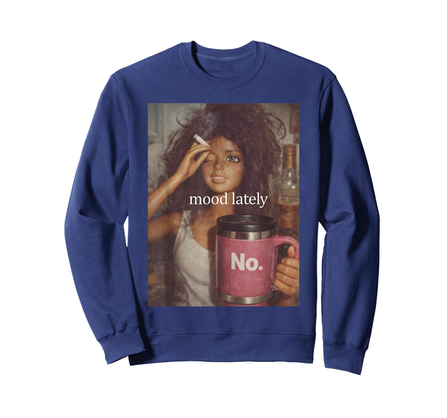 Mood Lately Funny Distressed Doll Face Meme T-Shirt