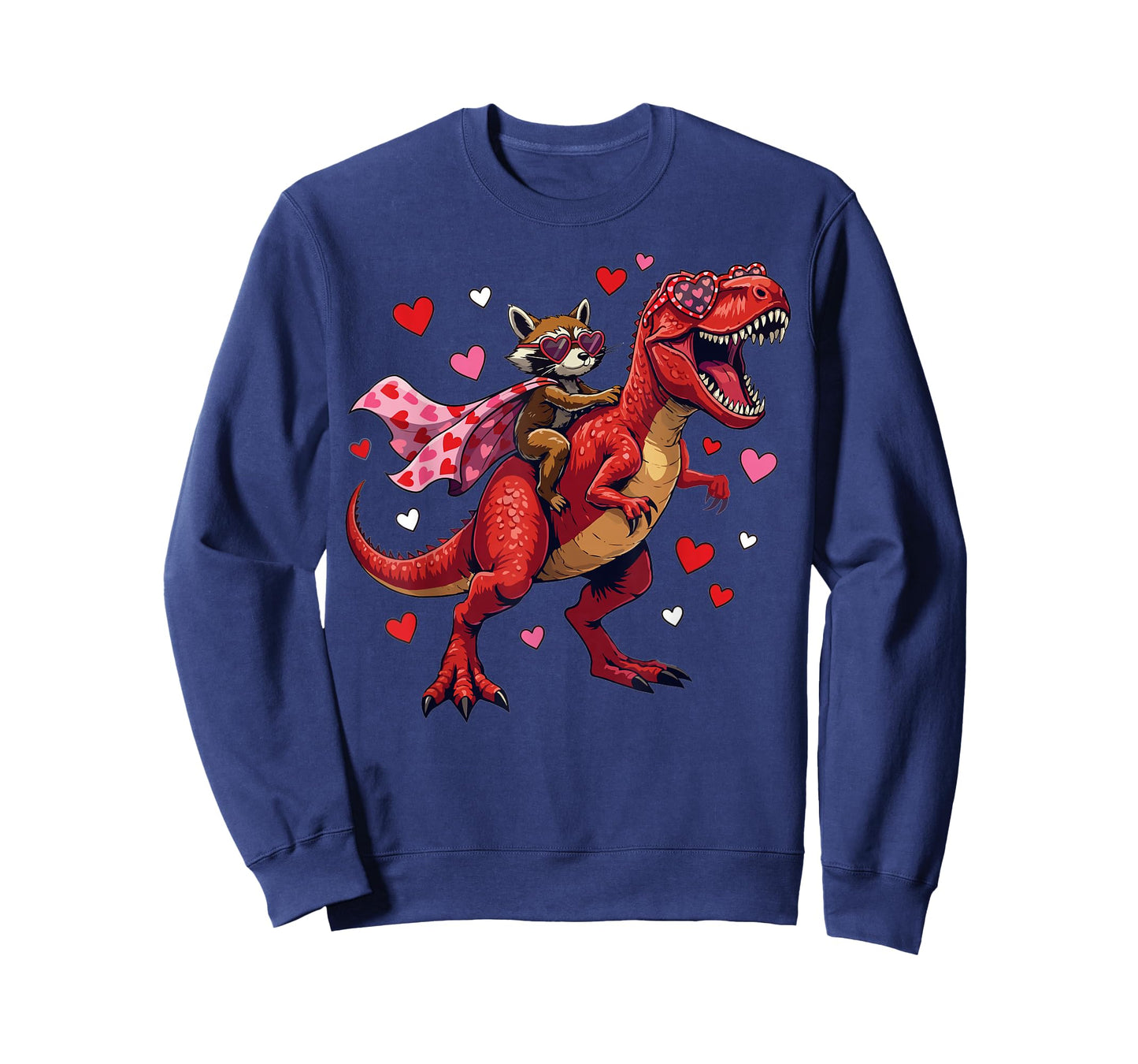 Valentines Day Raccoon Riding T rex Dinosaur T-Shirt