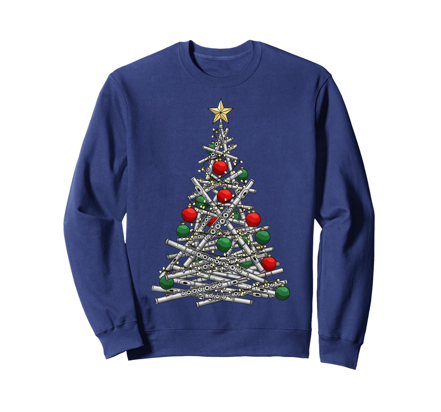Funny Flute Christmas Tree Lights Xmas Graphic Women Men T-Shirt