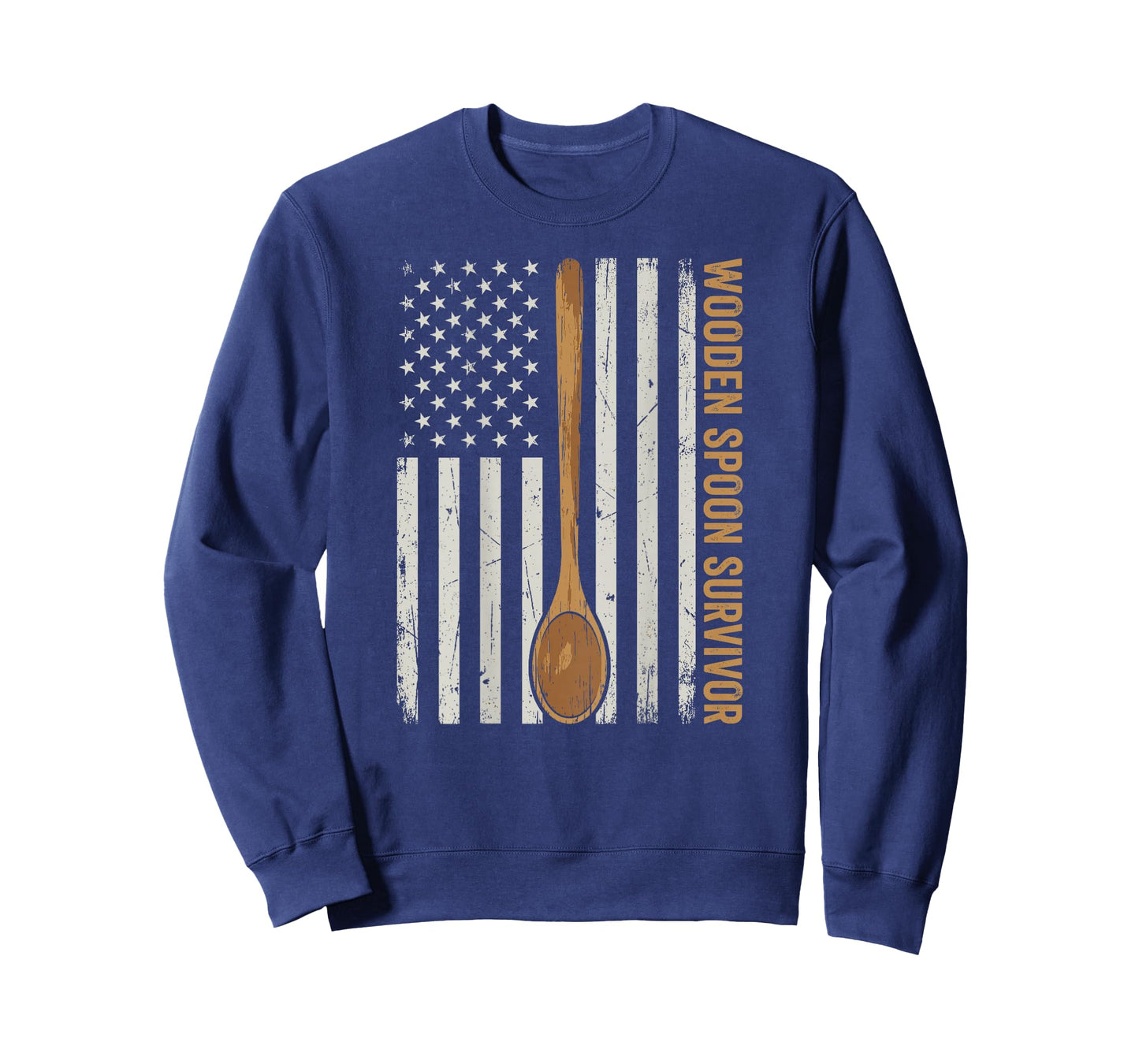 Wooden Spoon Survivor American Flag Funny Gen X (on Back) T-Shirt