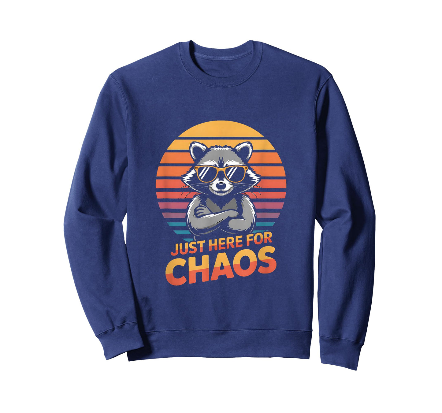 Just Here for Chaos Funny Retro Raccoon Graphic T-Shirt