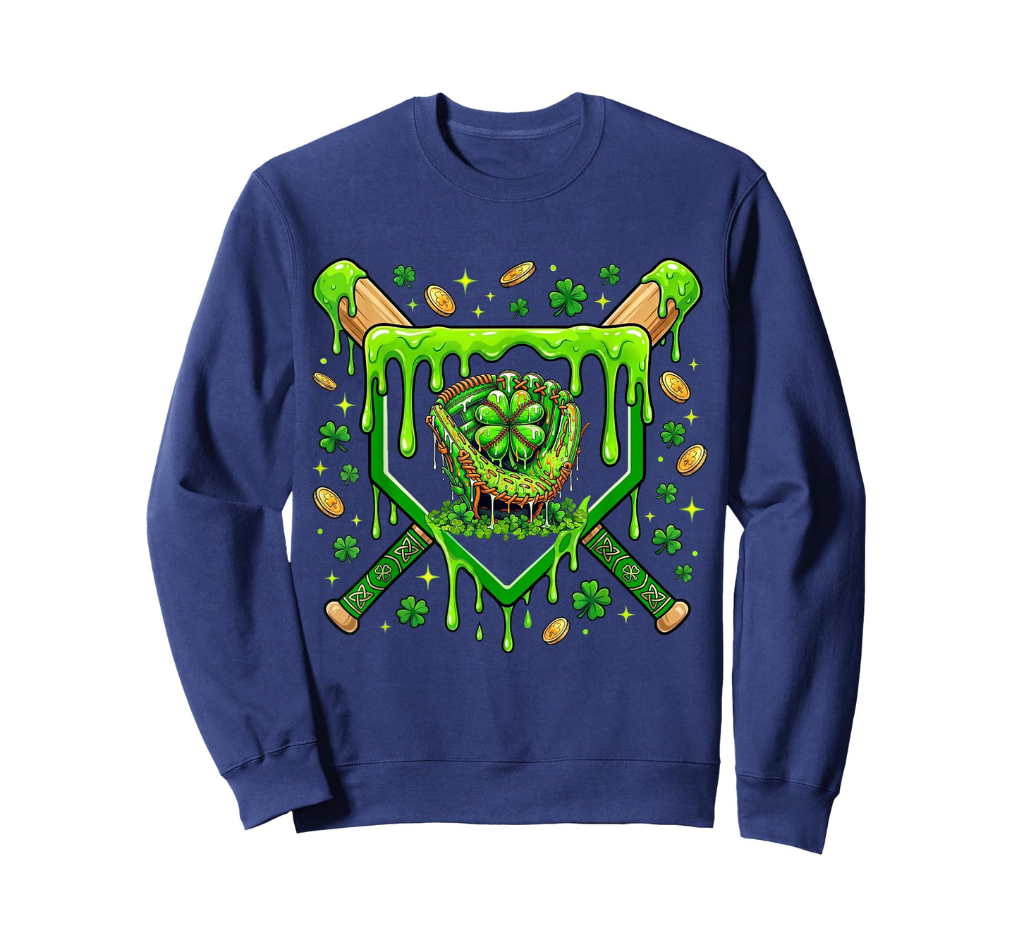 St Patricks Day Baseball Ice Cream Shamrock Baseball Player T-Shirt