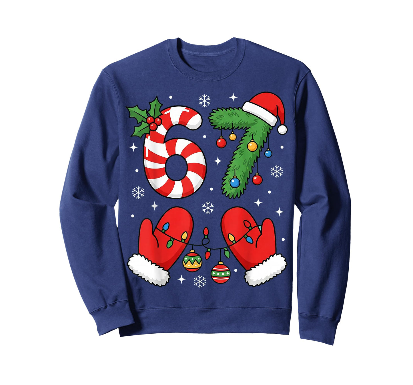 Trending Six Seven 67 Meme 6 7 Santa Hand Xmas Christmas T-Shirt
