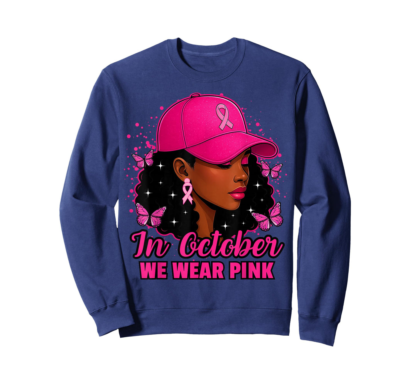 African American Women in October We Wear Pink Breast Cancer T-Shirt