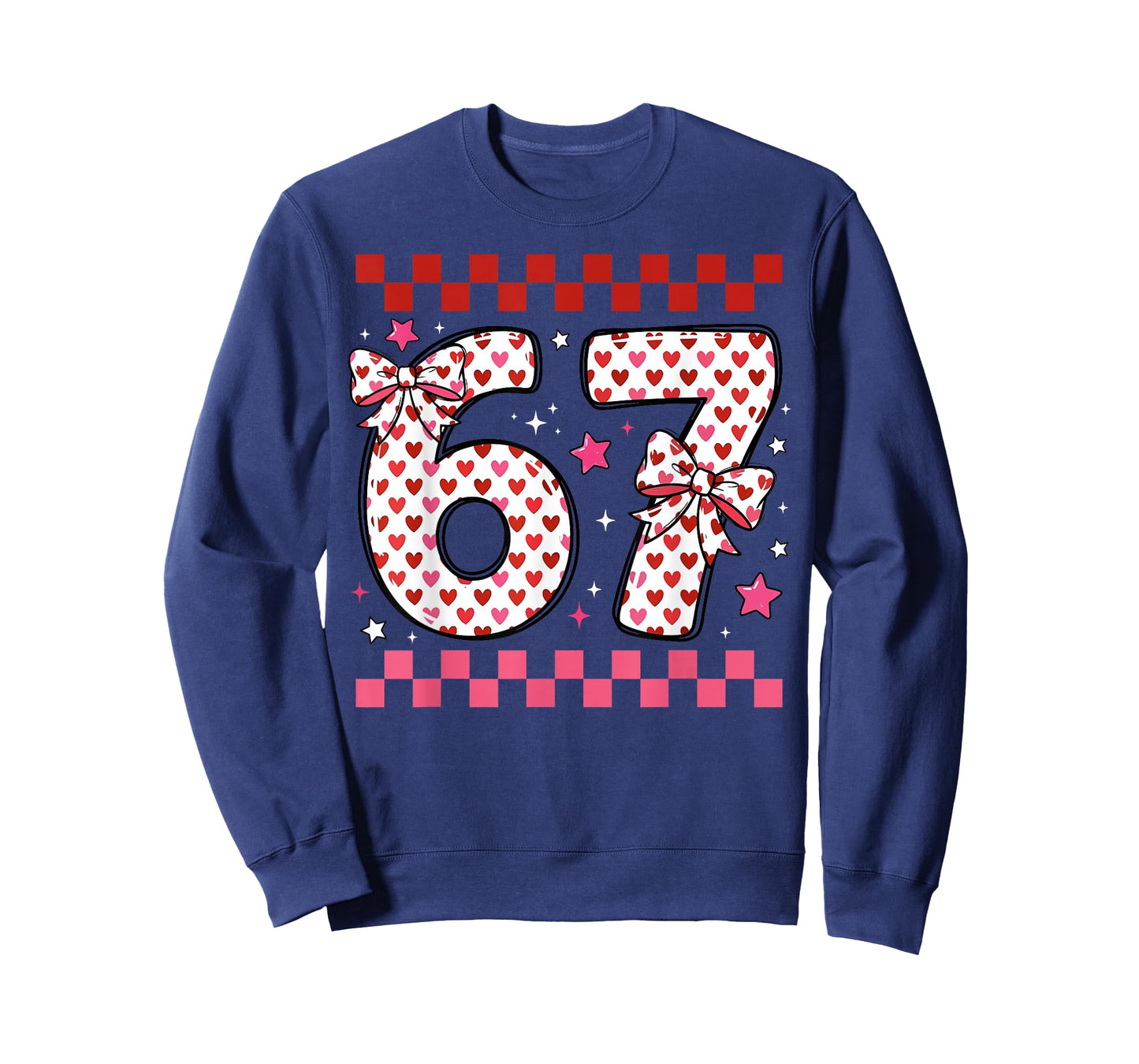 Valentine 67 Six Seven 6-7 Funny Heart Bow for Kids Girls T-Shirt