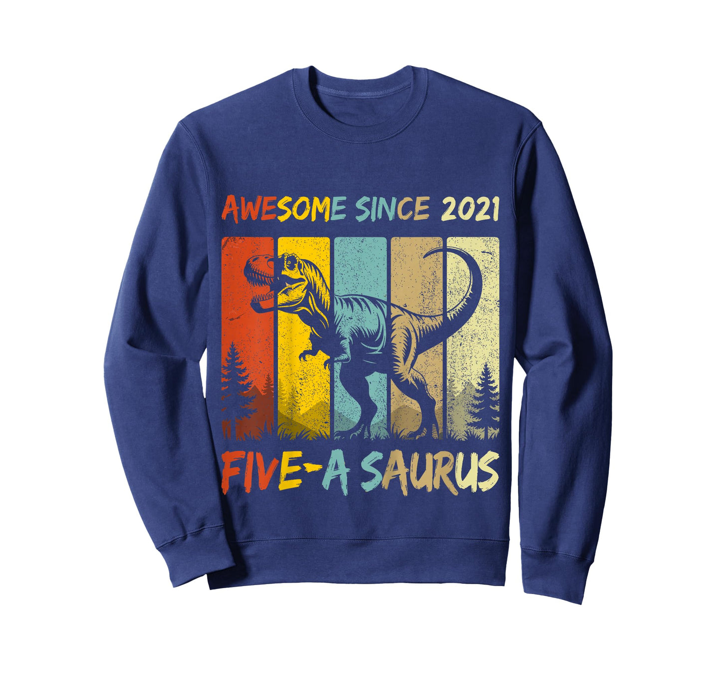 Kids 5 Year Old Dinosaur 5th Birthday Five Saurus Boys Born 2021 T-Shirt