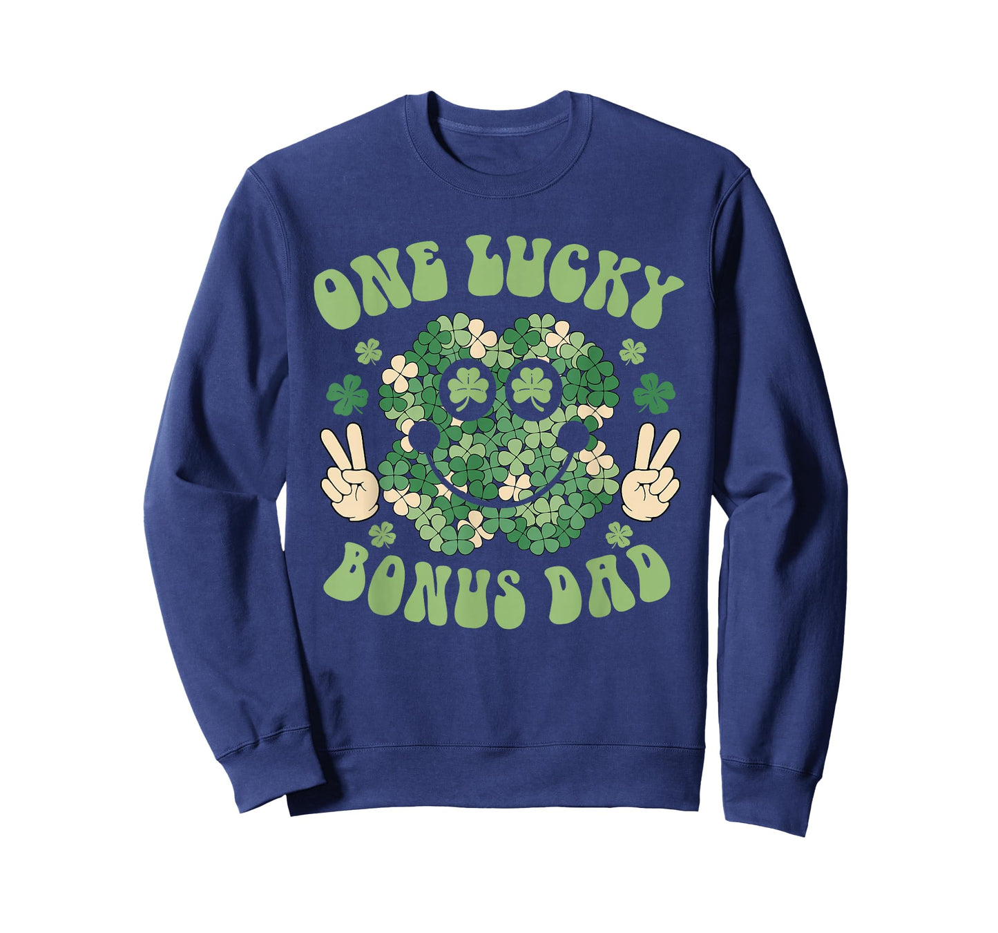 St Patricks Day Family Matching Groovy One Lucky Bonus Dad T-Shirt