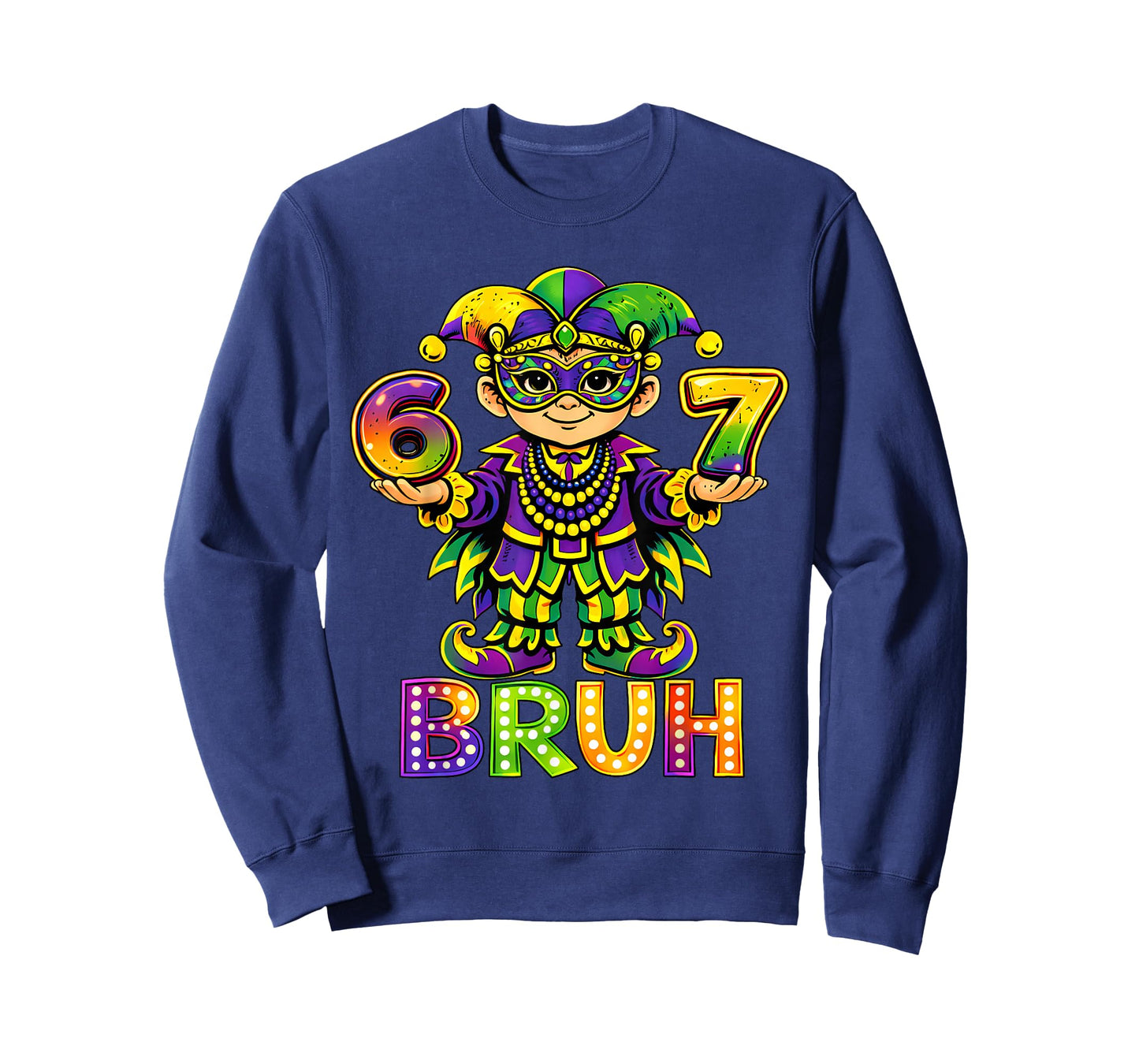 Bruh Mardi Gras Carnival Six Seven Jester Beads 67 Meme Boys T-Shirt