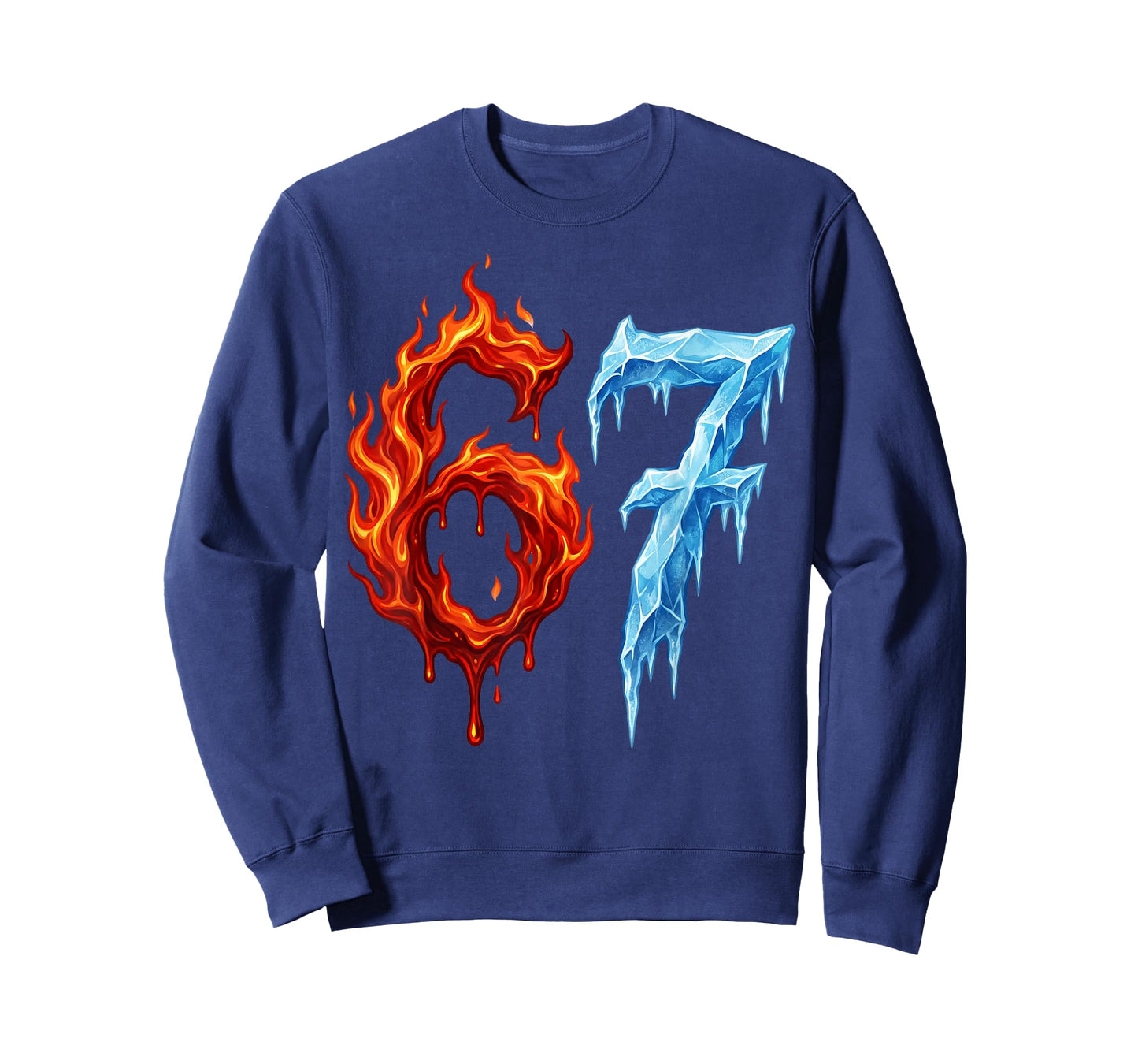 67 Six Seven 6-7 Flaming Ice Funny Teen Kids Meme T-Shirt