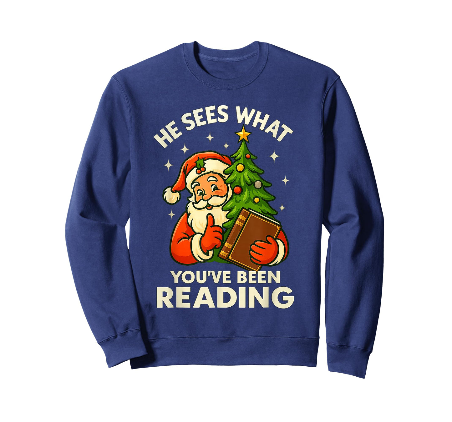 He Sees What You've Been Reading Funny Bookish Christmas T-Shirt