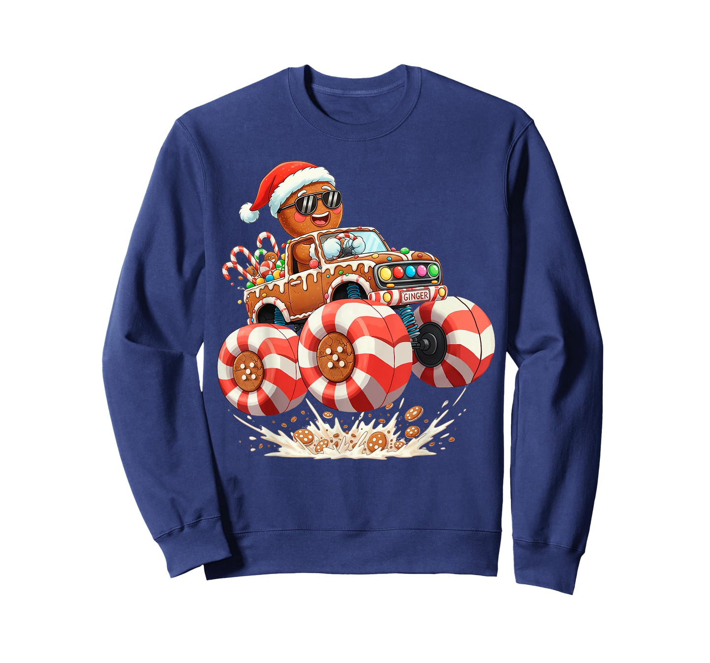 Monster Truck Gingerbread Man Christmas T-Shirt