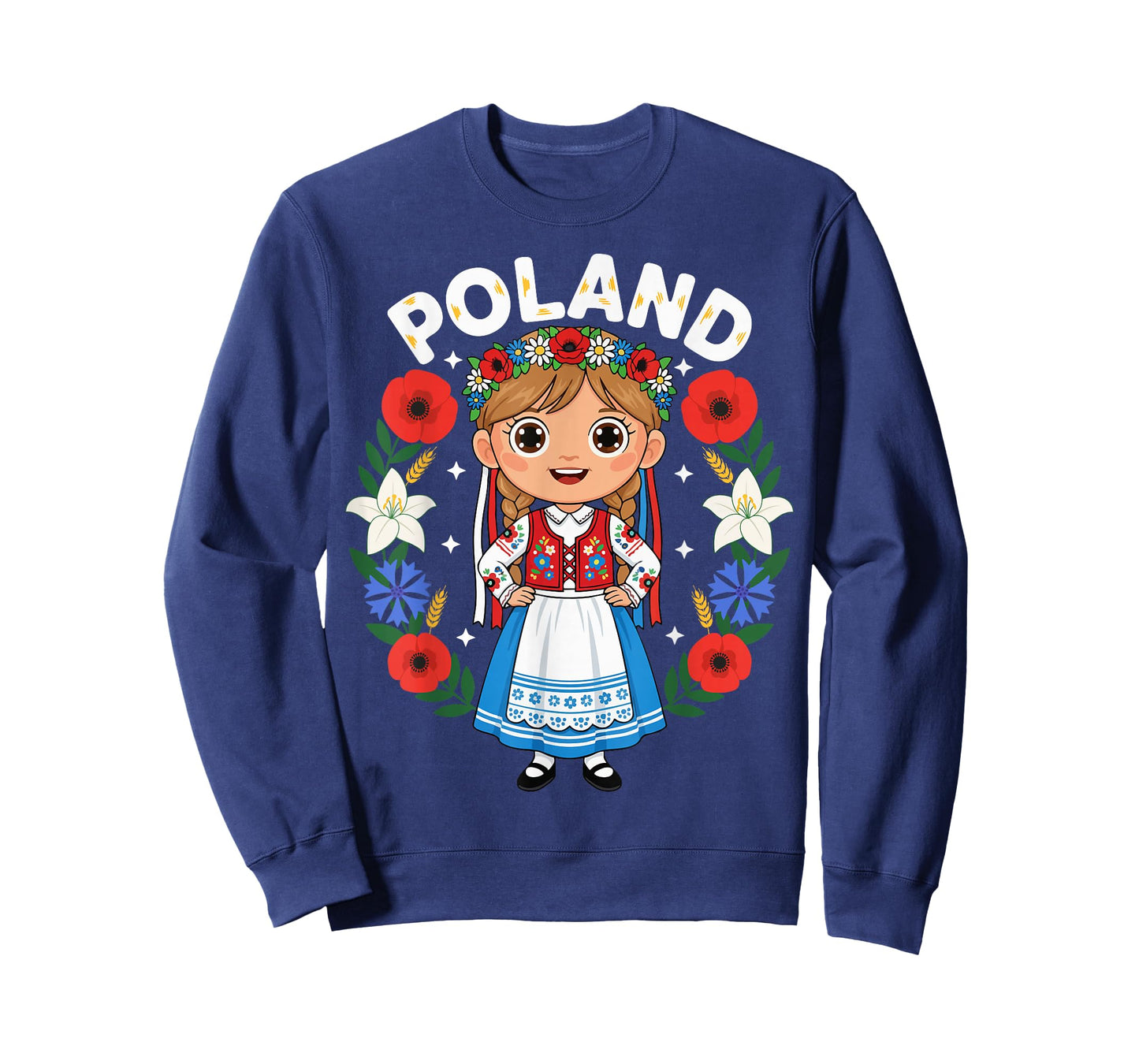 Poland Polish Girl Traditional Dress Flowers Heritage T-Shirt