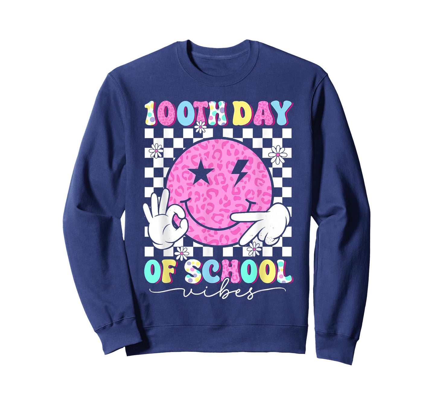 100th Day of School Vibes Cute Smile Face 100 Days of School T-Shirt