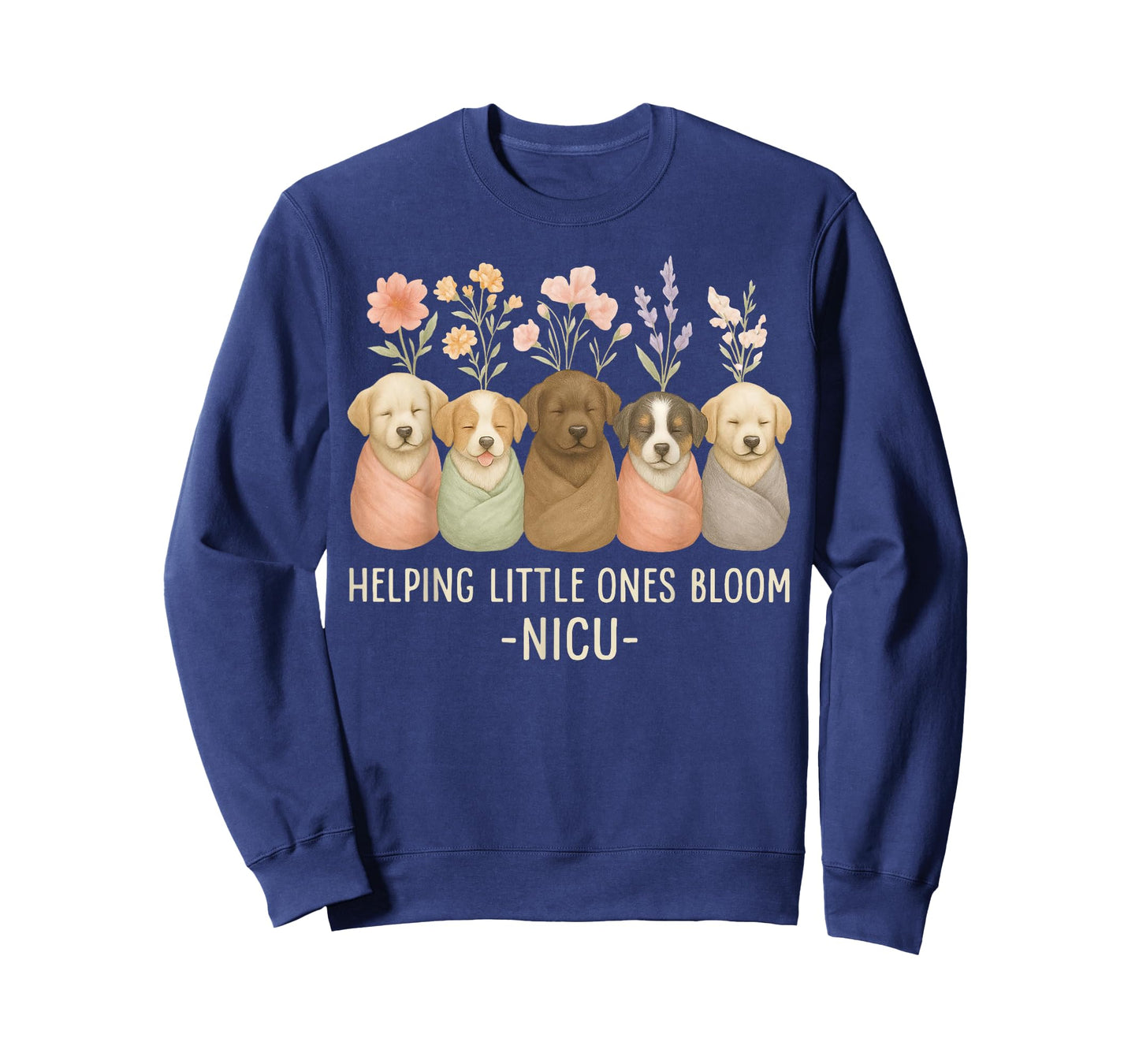 Helping Little Ones Bloom Floral Puppy Dog NICU Nurse. T-Shirt
