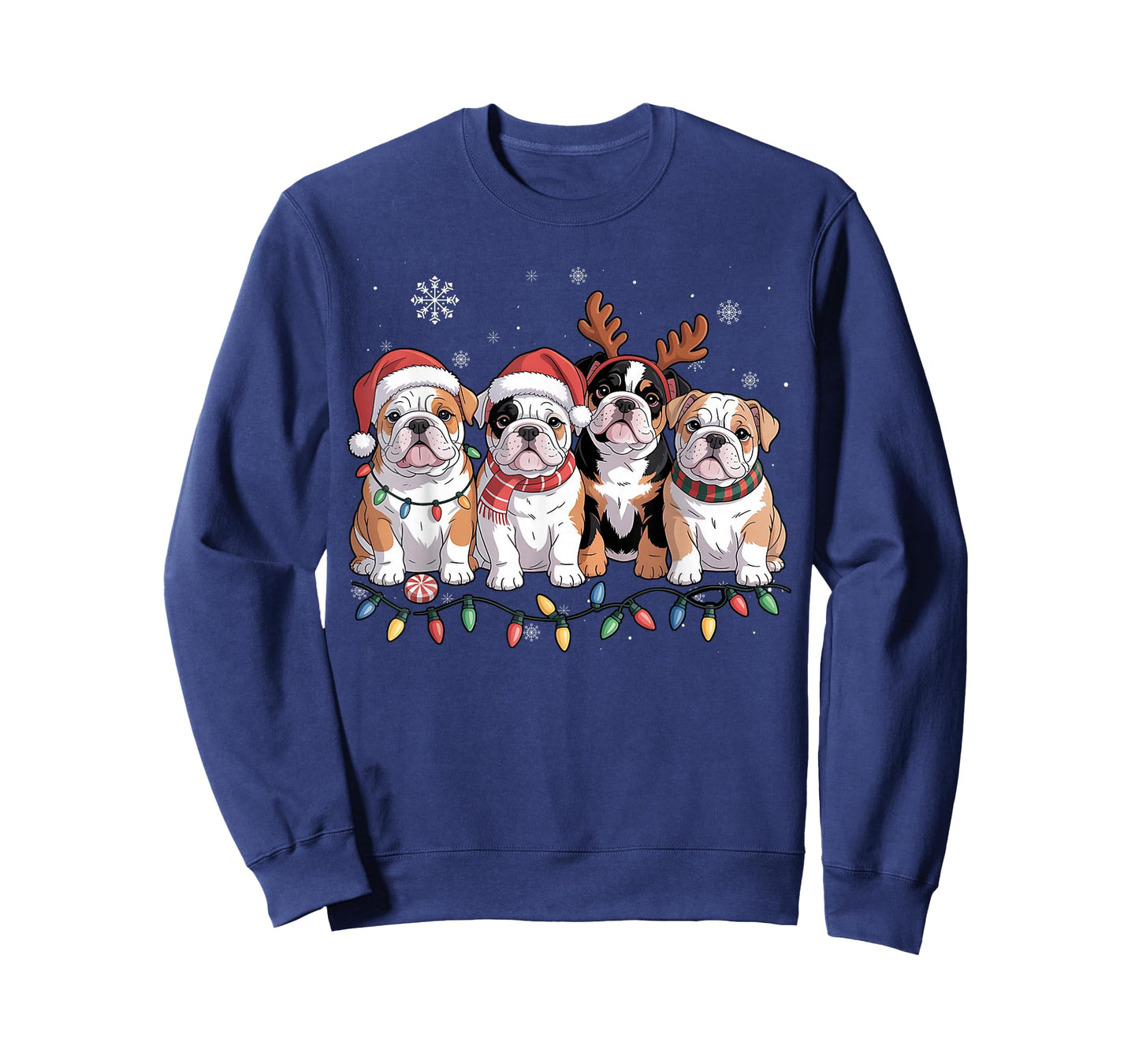 Cute Four English Bulldog Christmas for Women Men Dog Lover T-Shirt