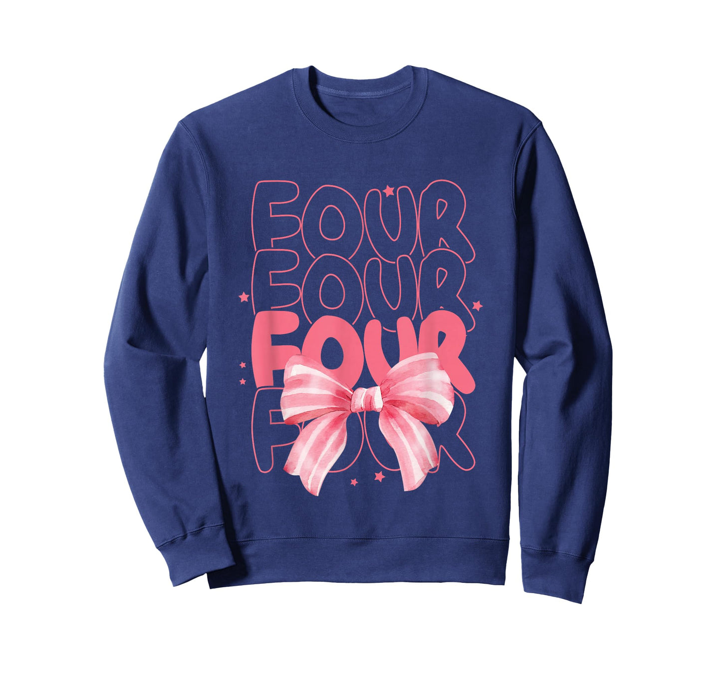 Four 4th Birthday Girls Coquette Bow 4 Years Old Fourth Bday T-Shirt