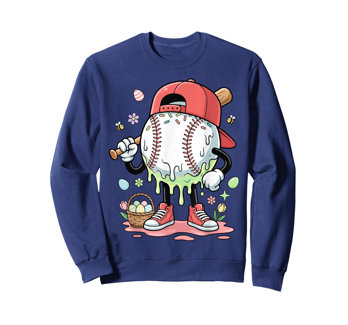 Baseball Easter Day Funny Ice Cream Drip Boys Kids T-Shirt