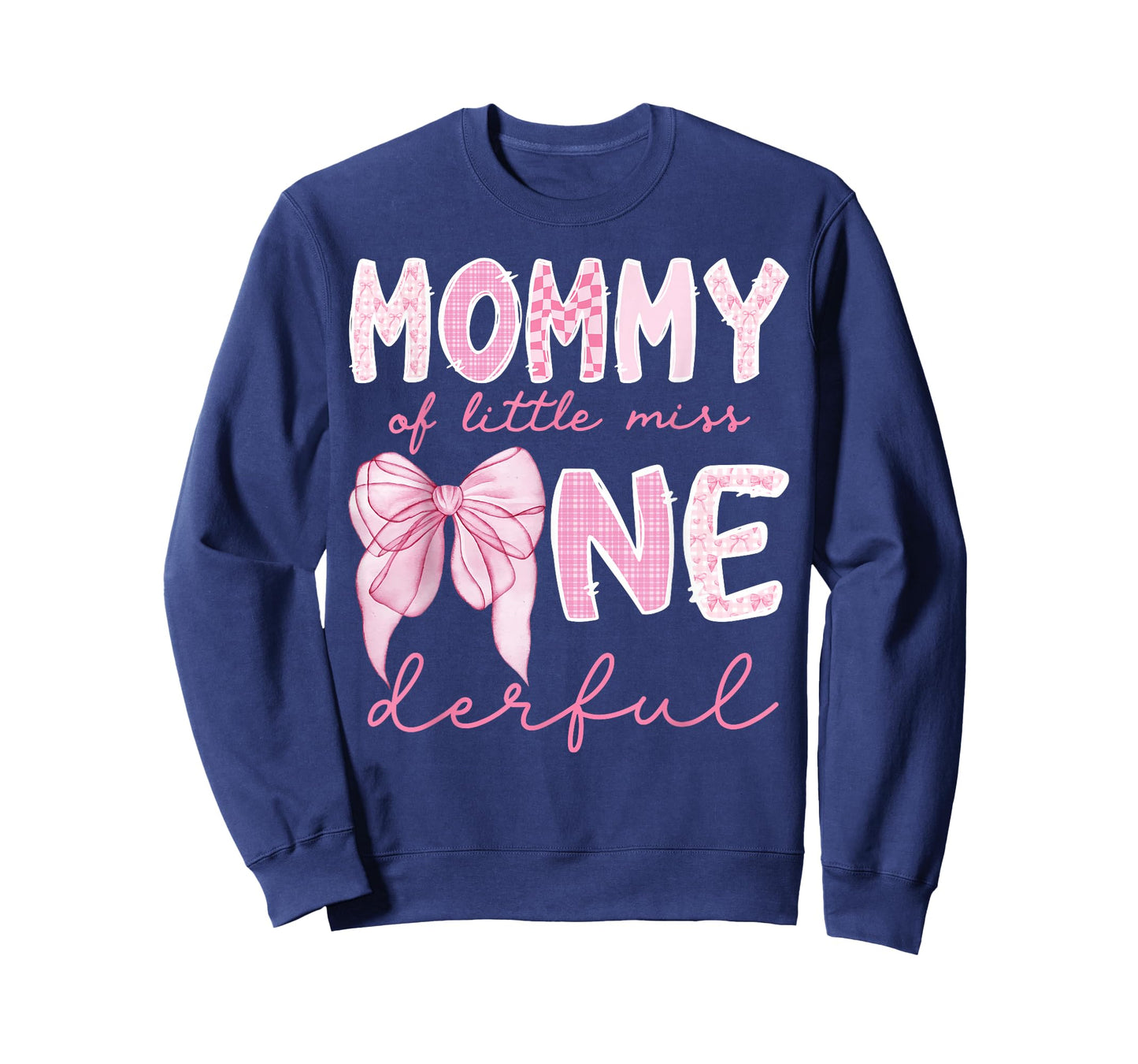 Mommy of Little Miss Onederful First Birthday Girl Bow T-Shirt