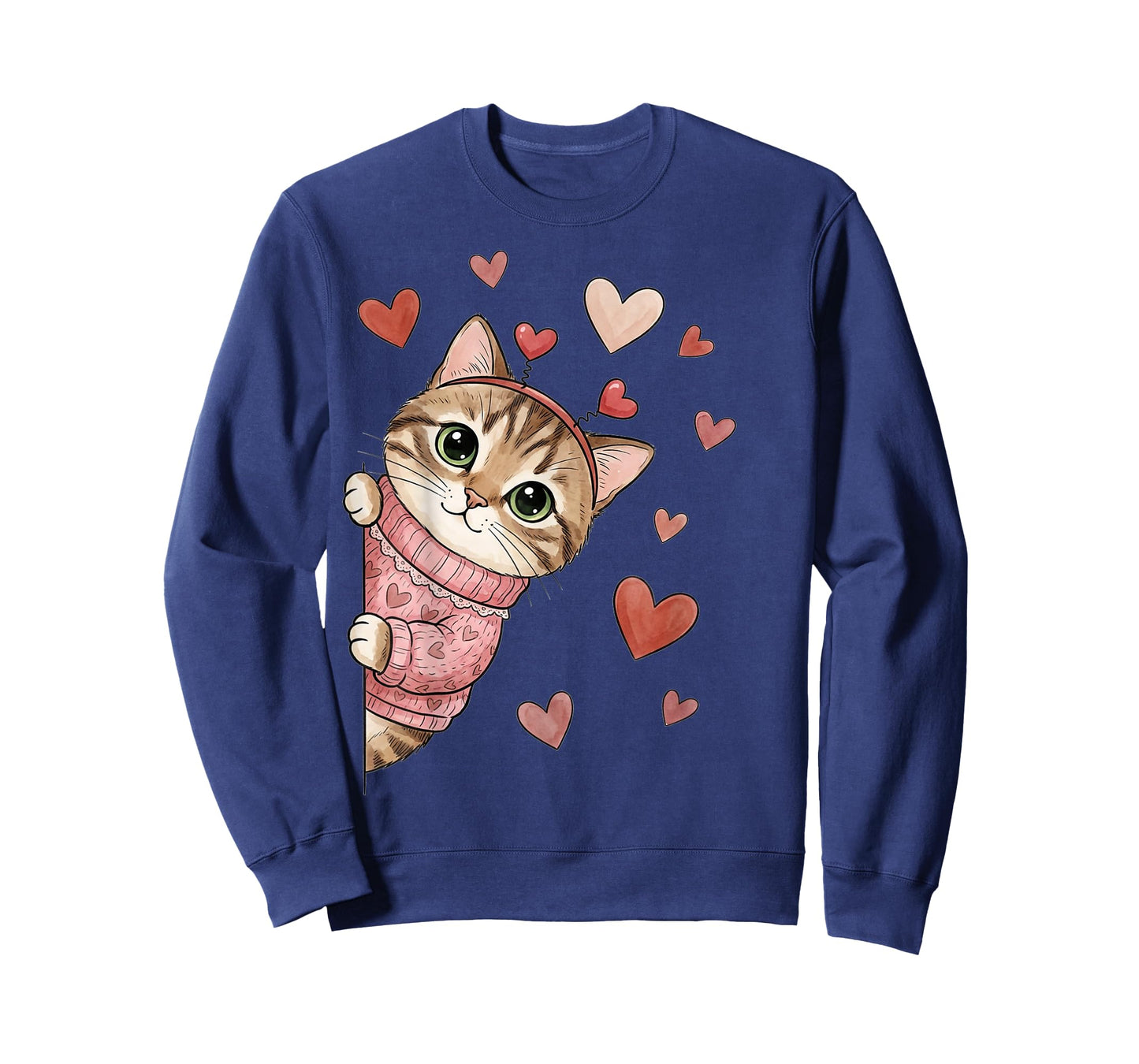 Cute Cat Valentines with Hearts Meow Cats Valentine T-Shirt