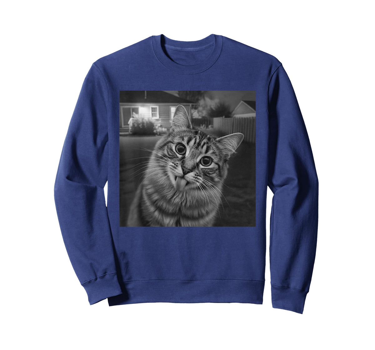 Funny Cat Sticks Out Tongue On Security Camera T-Shirt