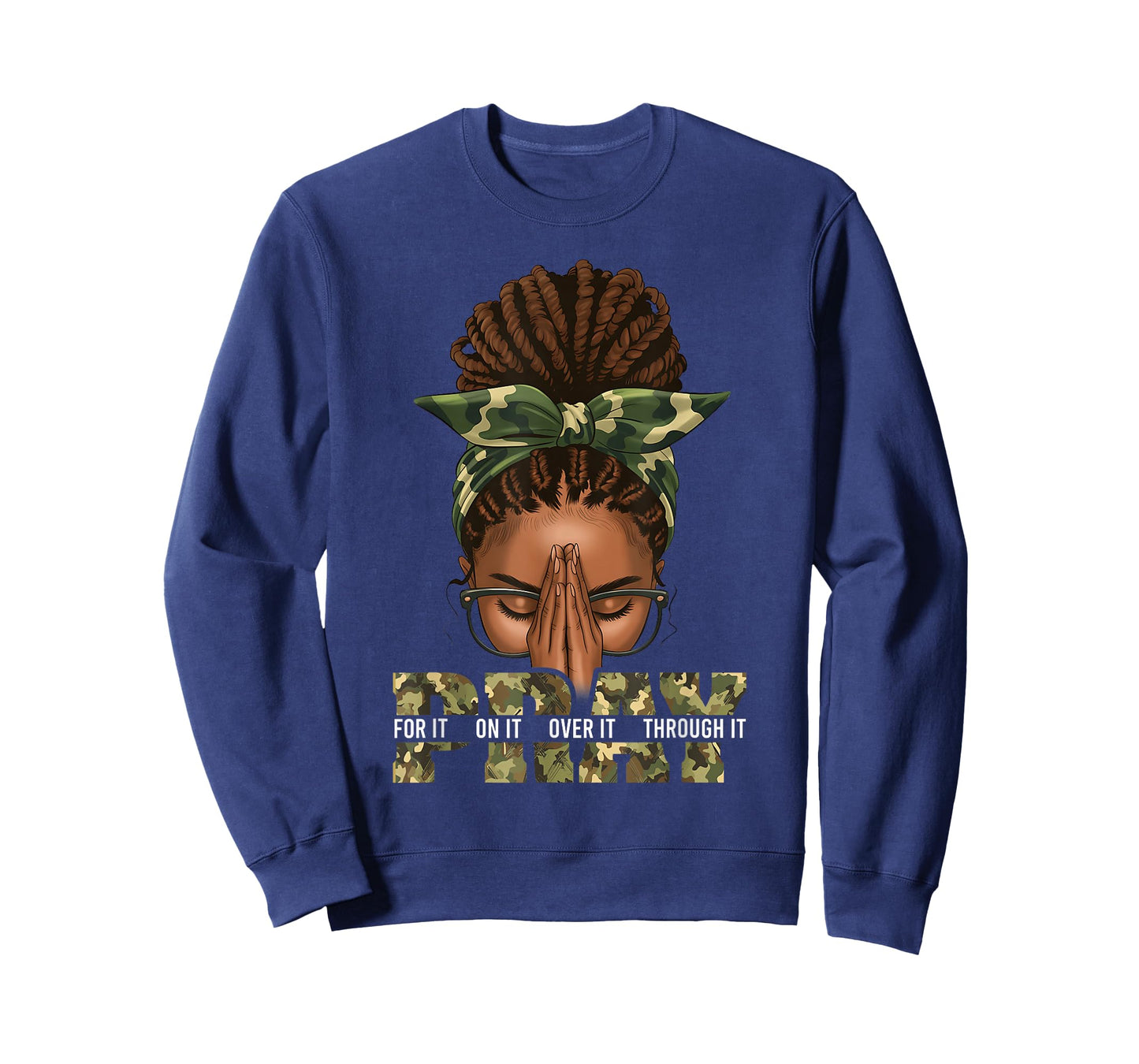 Pray On It Pray Over It Black Woman Afro Christian Sayings T-Shirt