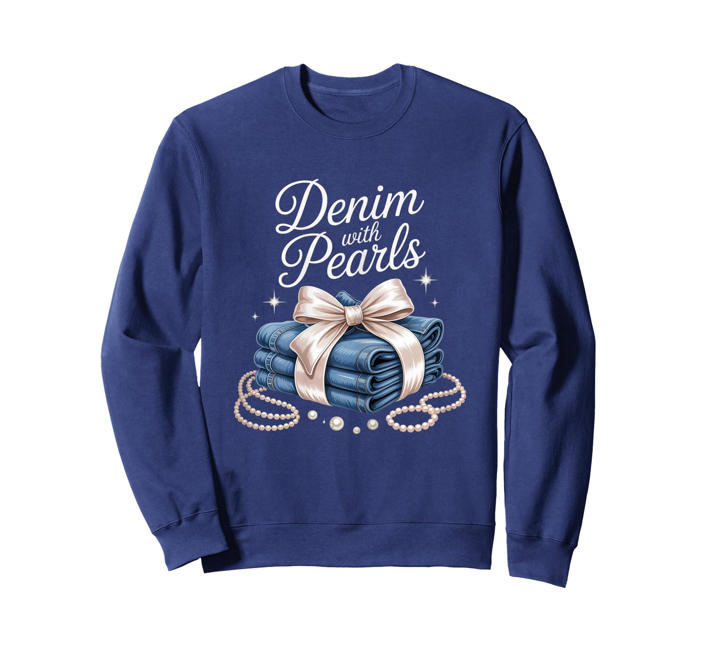 Denim with Pearls Mother’s Day Outfit for Stylish Women T-Shirt
