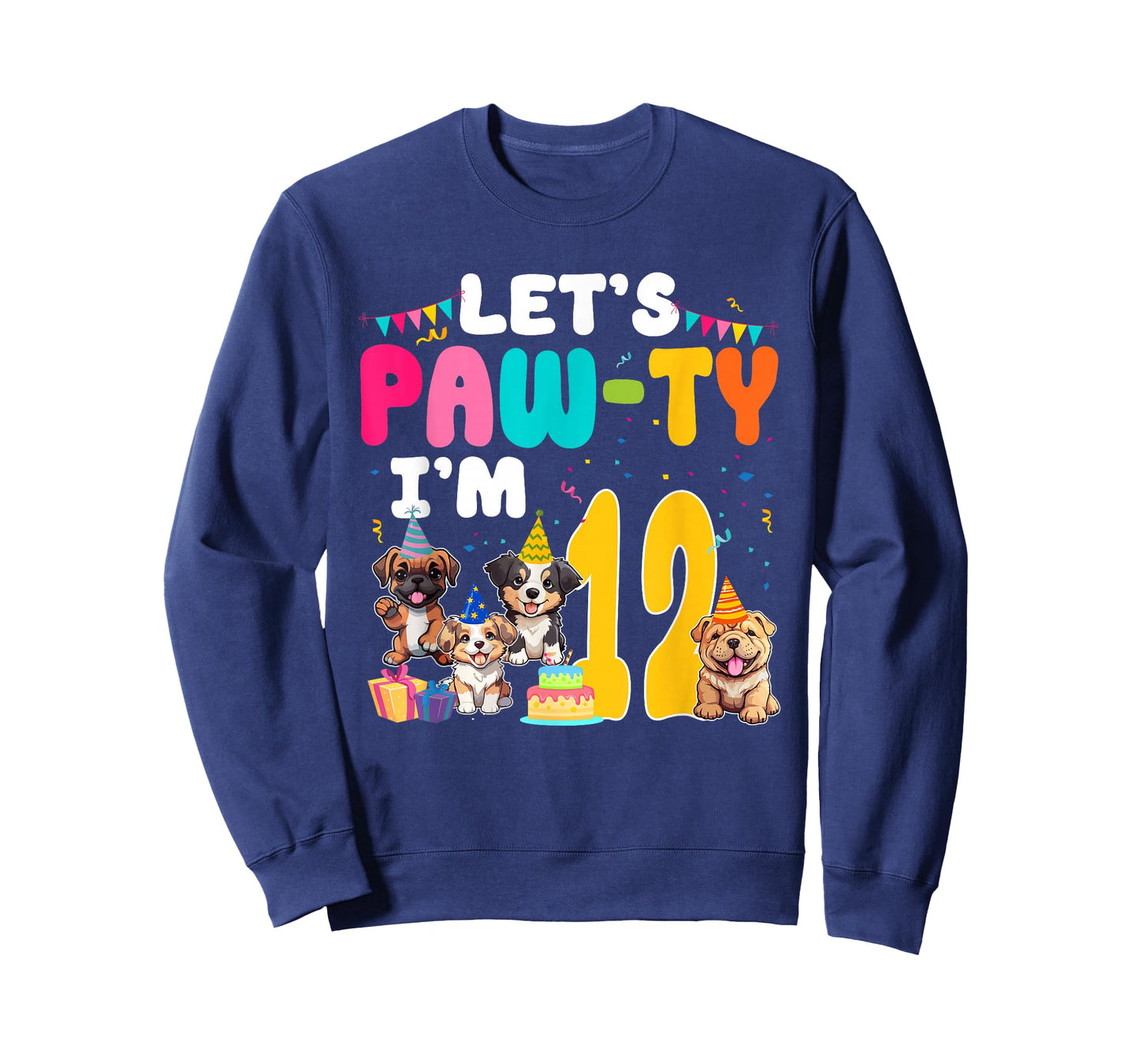 Let's Pawty I'm 12 Year Old Dog Lover 12th Birthday Party T-Shirt