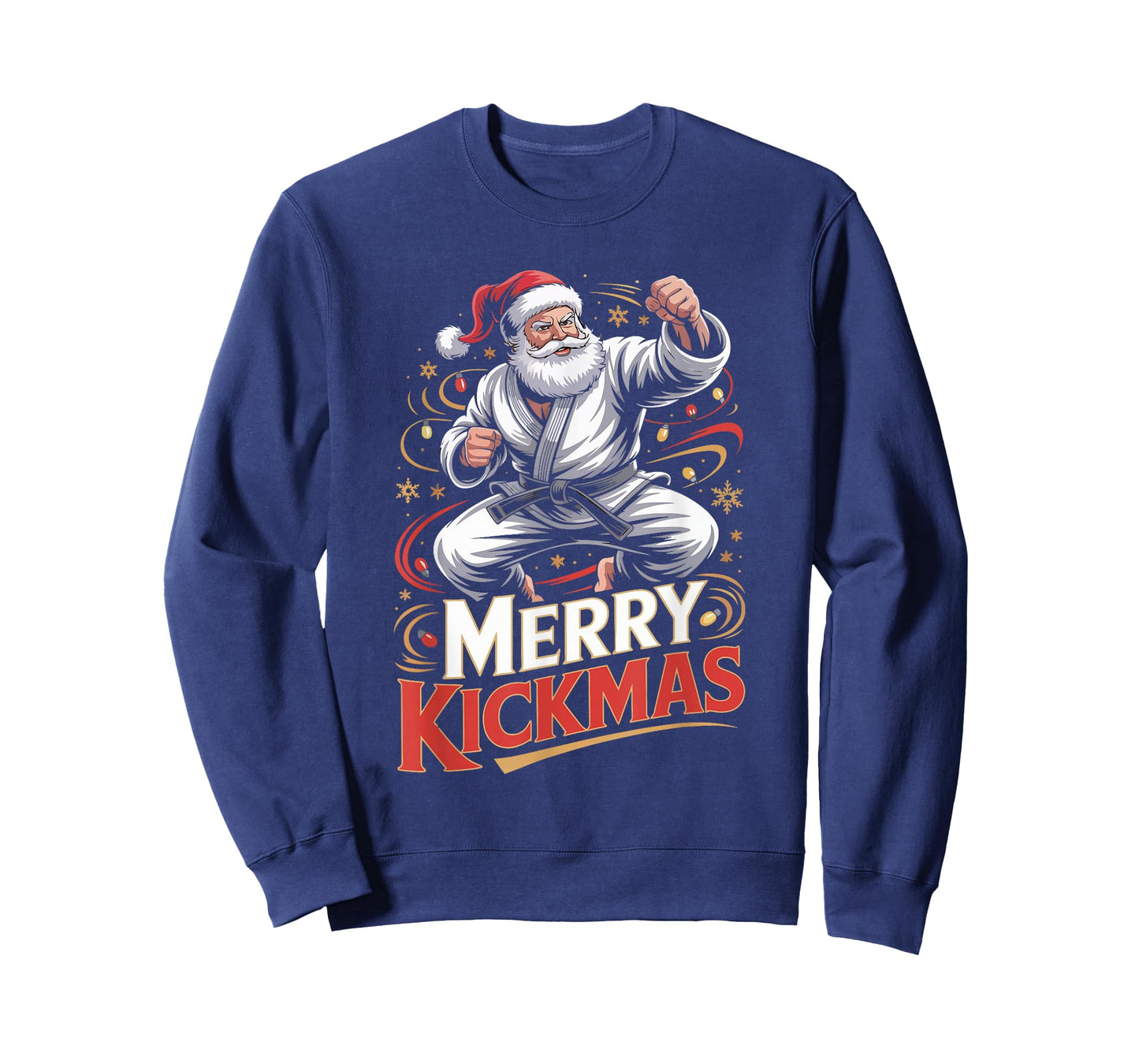 Santa MMA Karate Merry Kickmas Ugly Christmas Jiu Jitsu T-Shirt