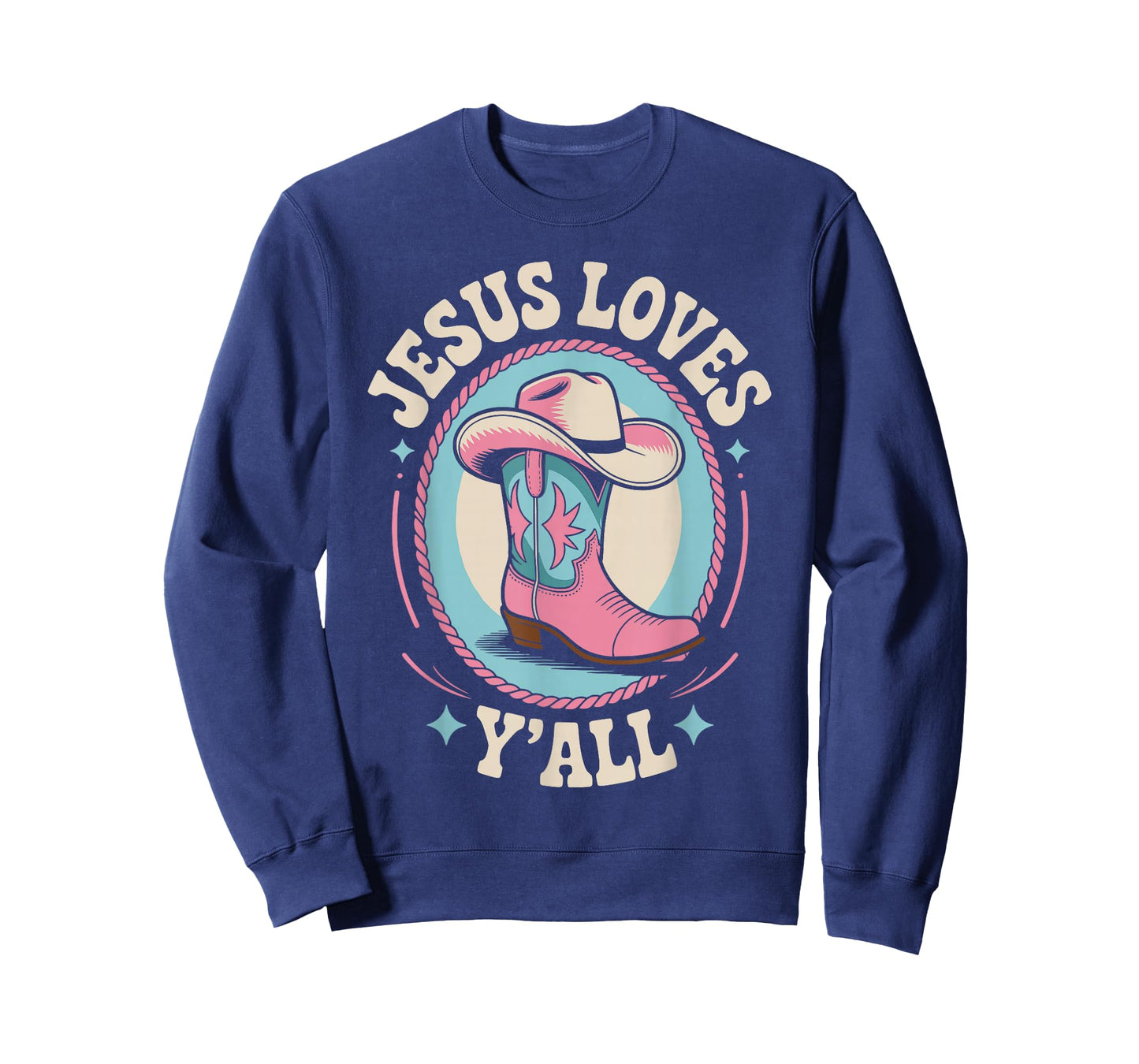 Cute Jesus Loves Y'all Cowgirl Christian T-Shirt