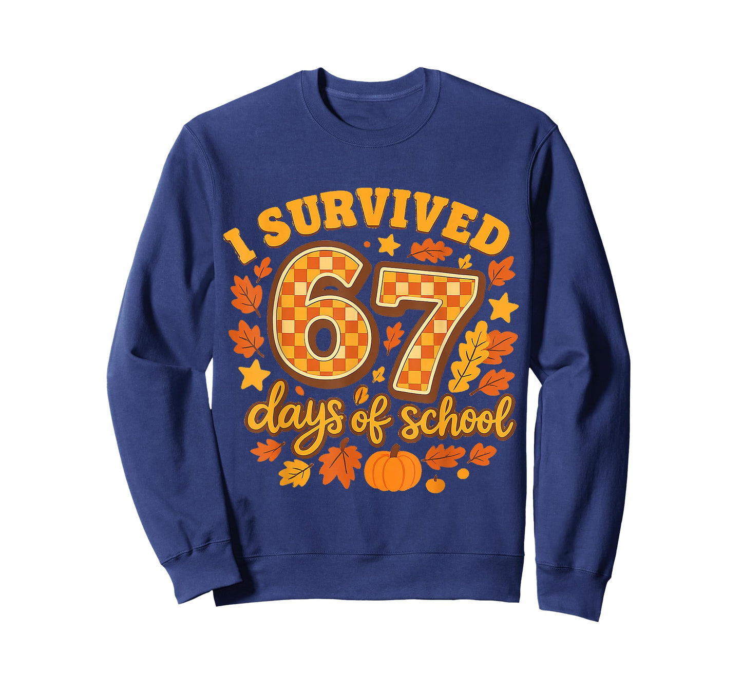 I Survived 67 Days of School Fall Leaves Cute Autumn Graphic T-Shirt