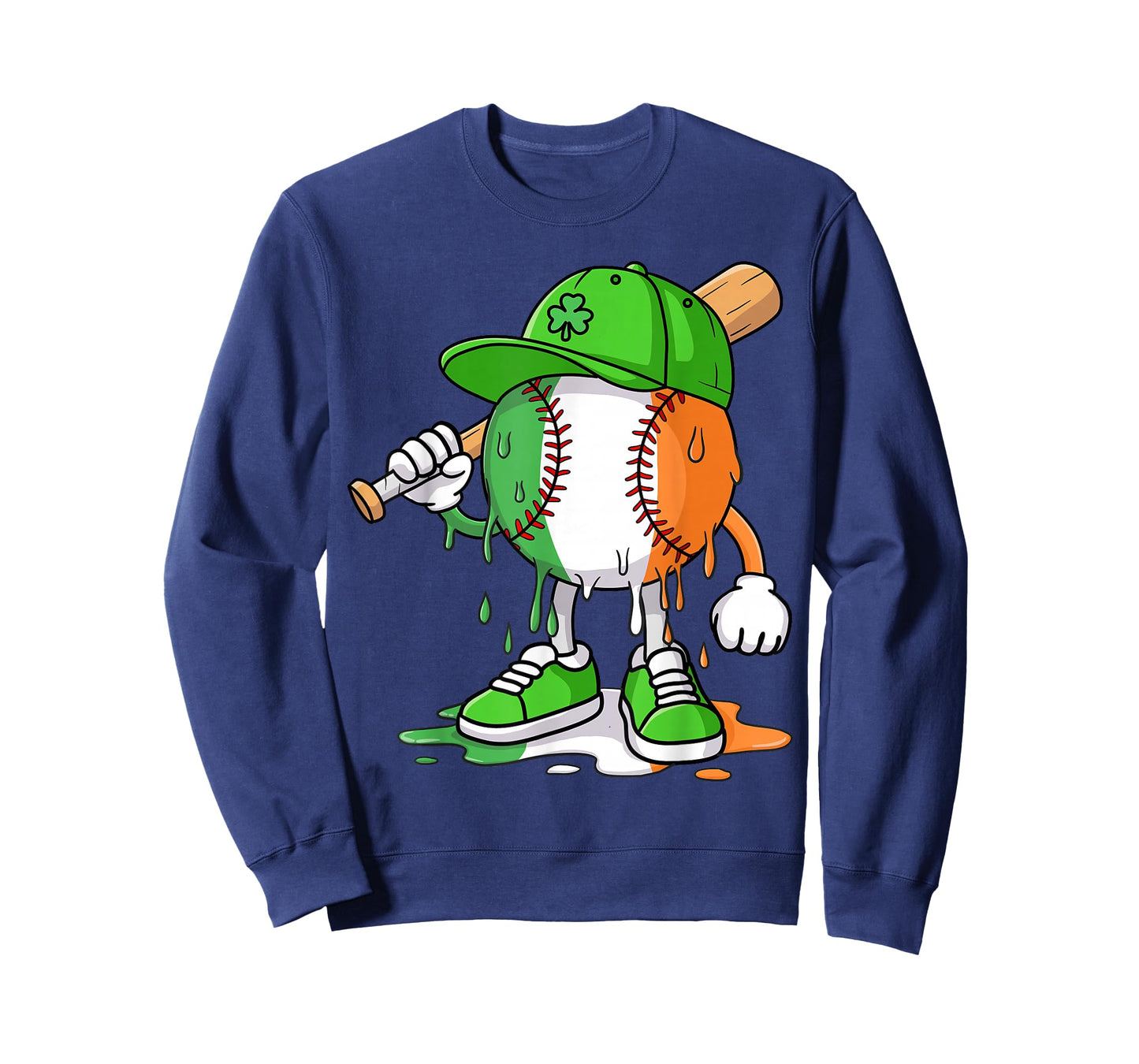 Boys St Patricks Day Kids Baseball Player Ice Cream Drip T-Shirt