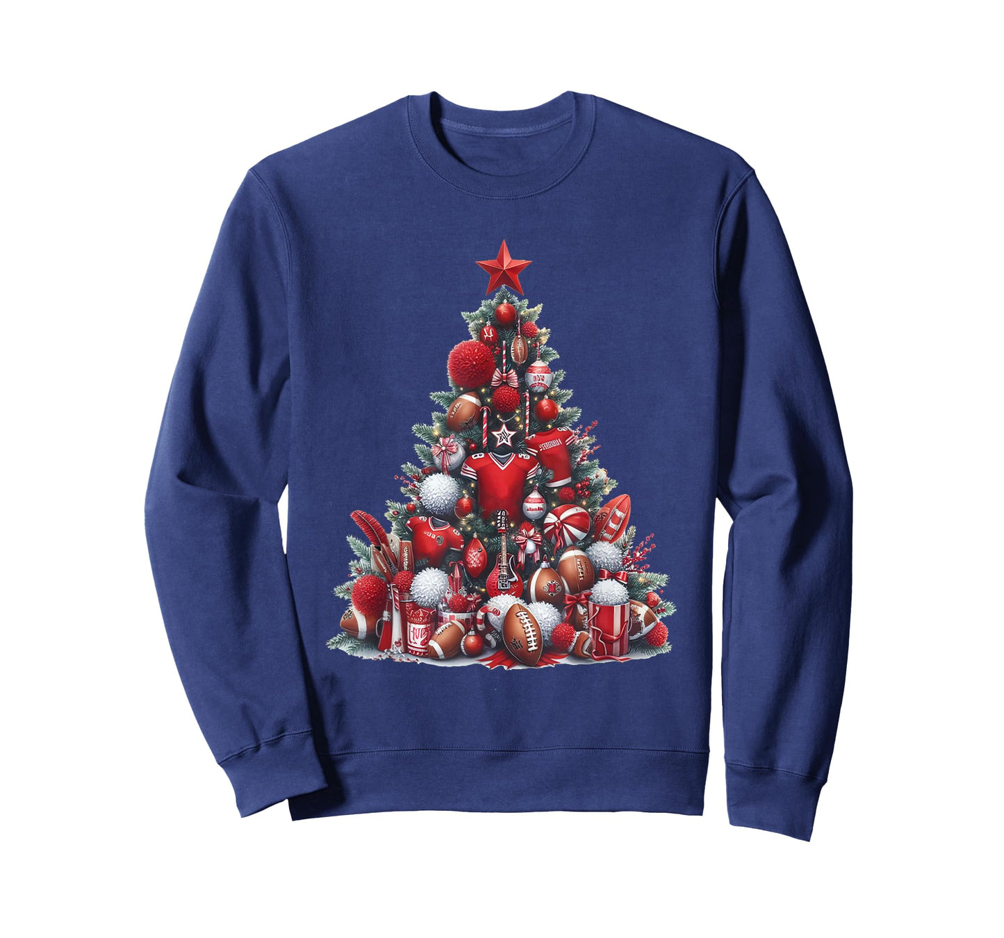 Christmas Football Tree Men Boys Christmas Football Player T-Shirt