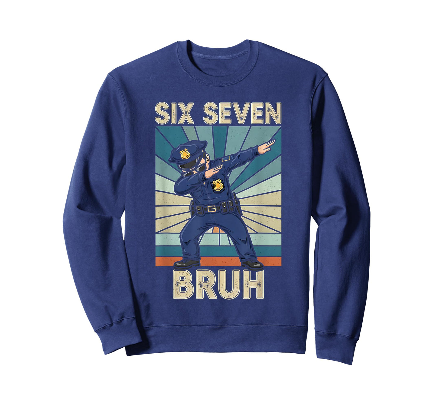 Funny 67 Meme 6 7 Six Seven Policeman Police Officer Retro T-Shirt