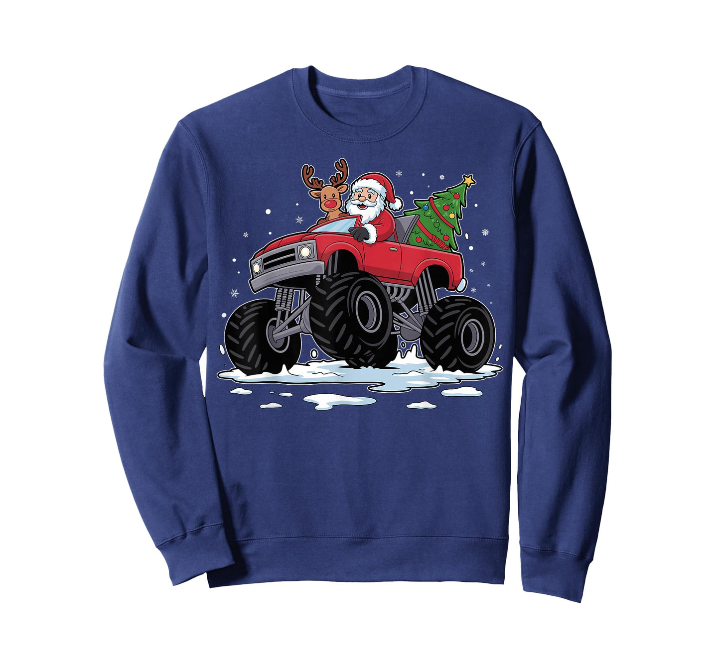 Santa Red Monster Truck Christmas Reindeer Boys Toddler Xmas T-Shirt