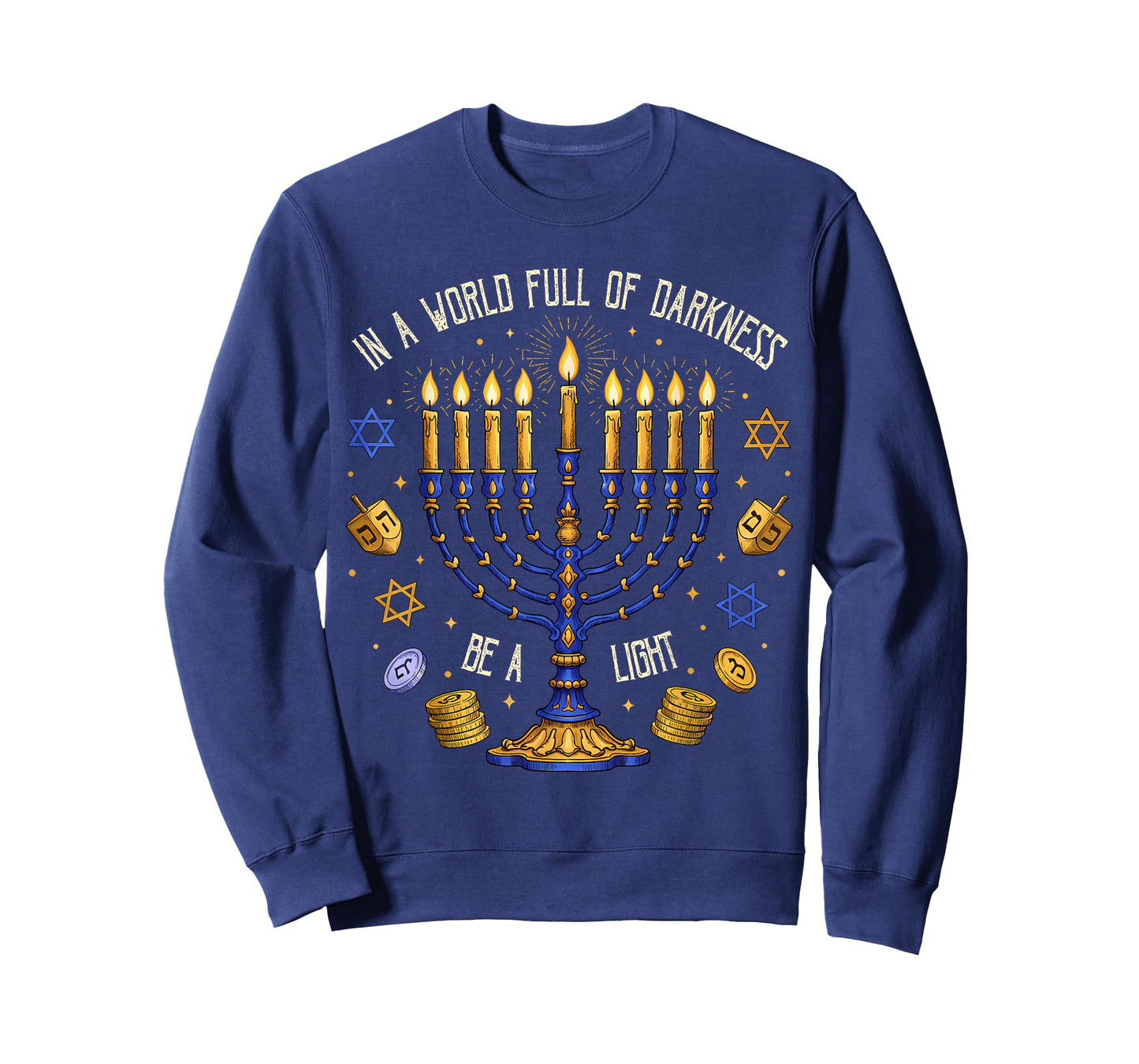 Retro Menorah Be A Light Happy Hanukkah Chanukah Christmas T-Shirt