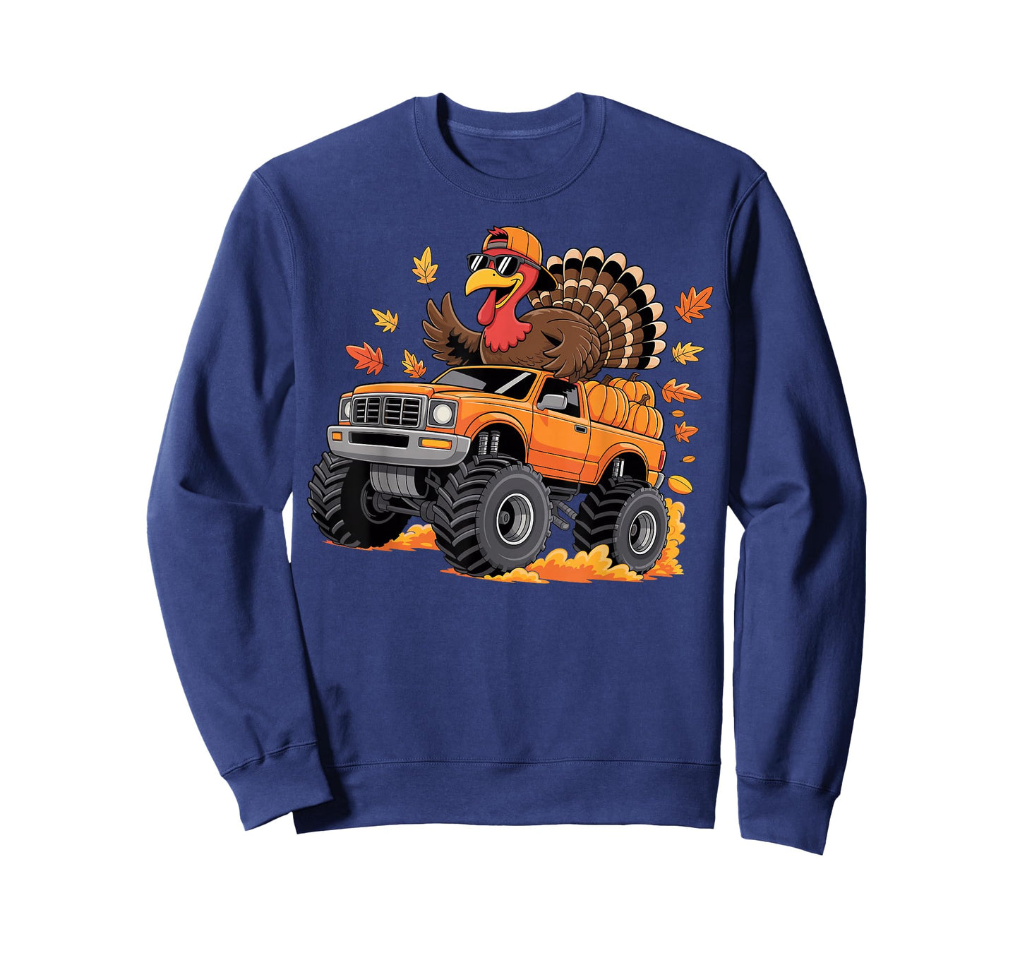 Thanksgiving Turkey Riding Monster Truck Boys Kids Youth T-Shirt