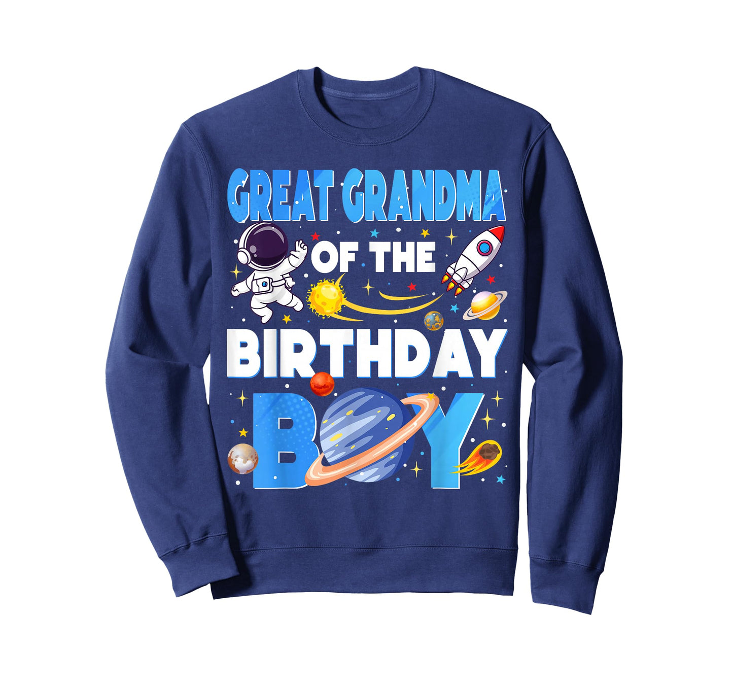 Space Planets Great Grandma of The Birthday Boy Astronaut T-Shirt