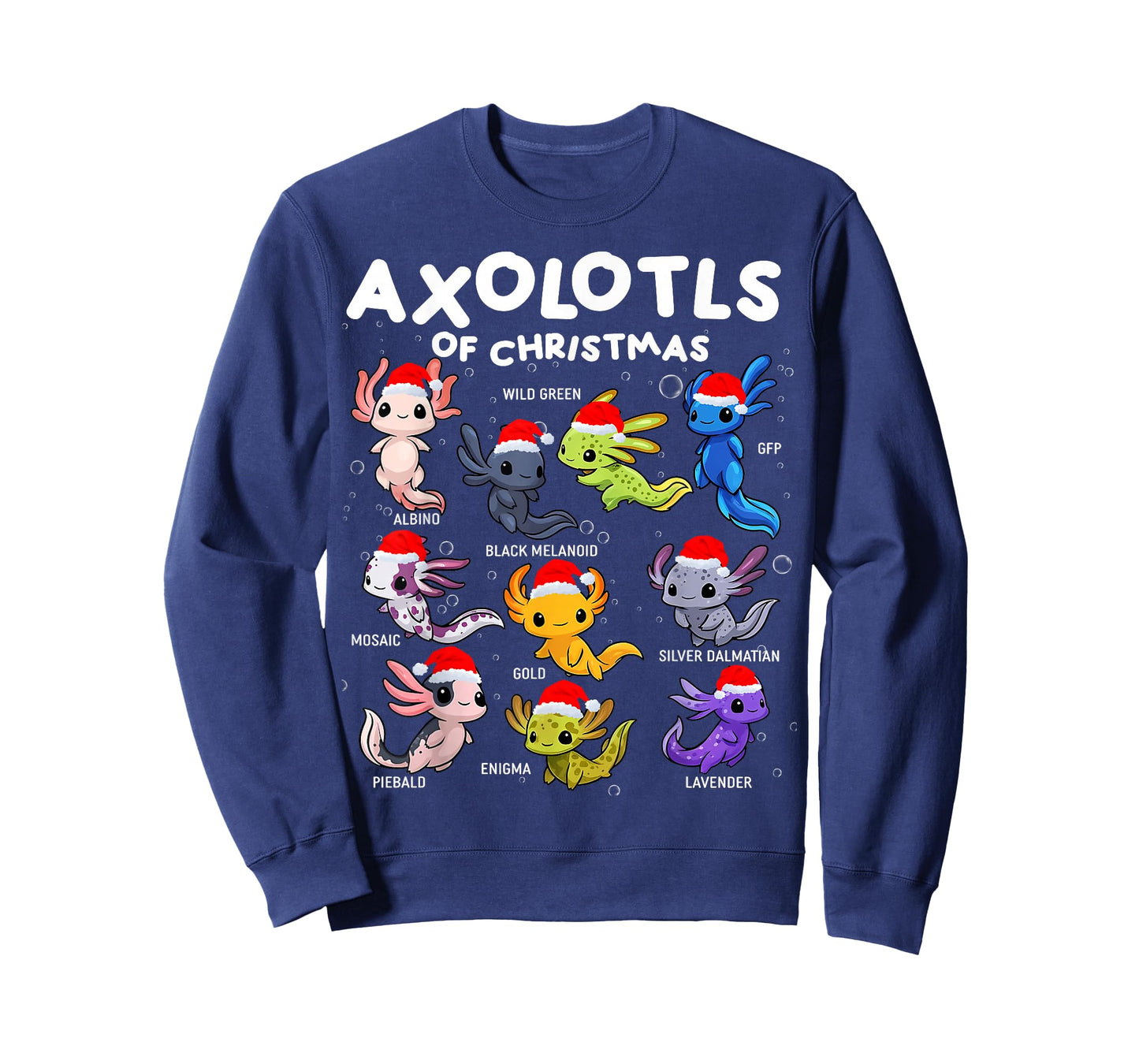 Axolotls Santa Hat Christmas Pajama Cute Animal Axolotl Xmas T-Shirt