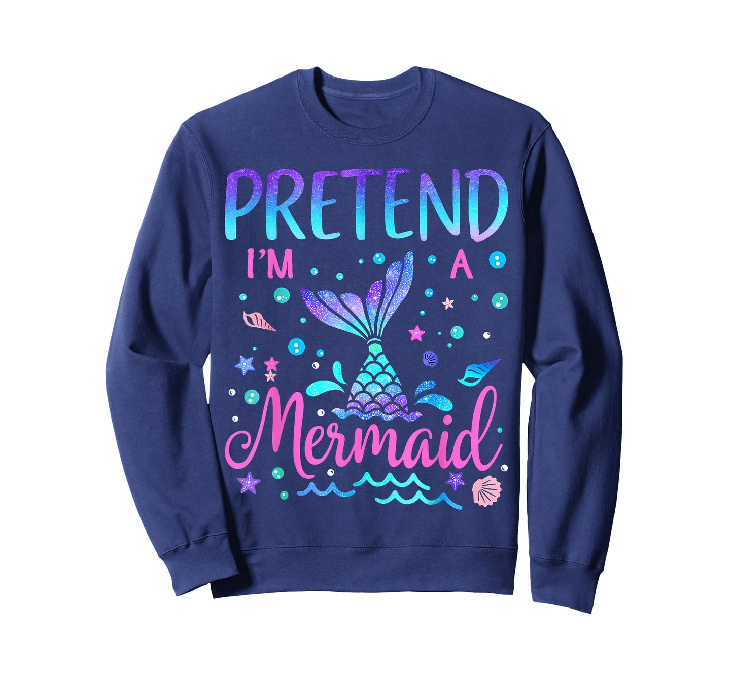 Pretend I'm A Mermaid Lazy Funny Mermaid Halloween Costume T-Shirt