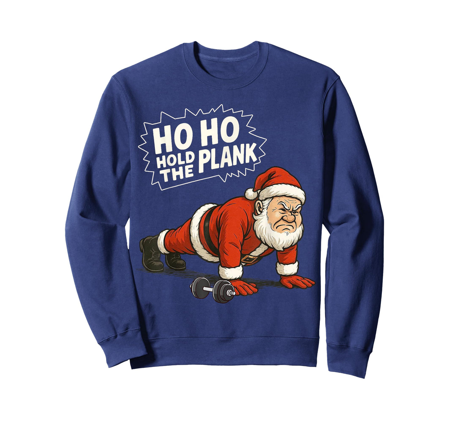 Santa Ho Ho Hold The Plank Christmas Gym Workout Fitness T-Shirt